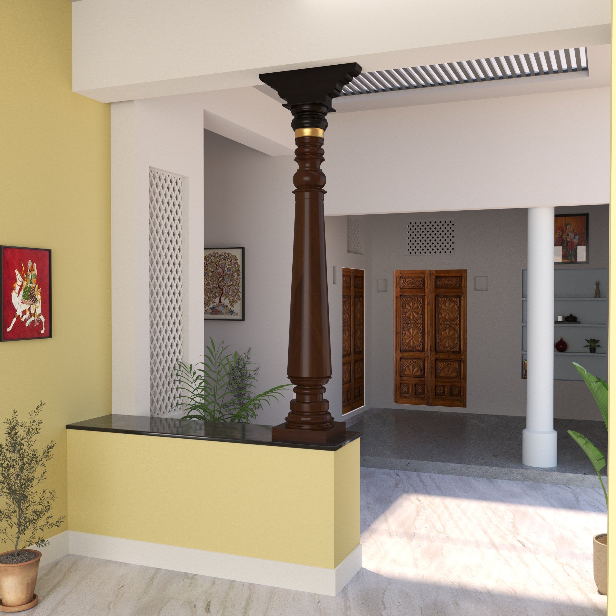 Handcrafted Heritage Pillar - Elegant Indian Architecture Pillar