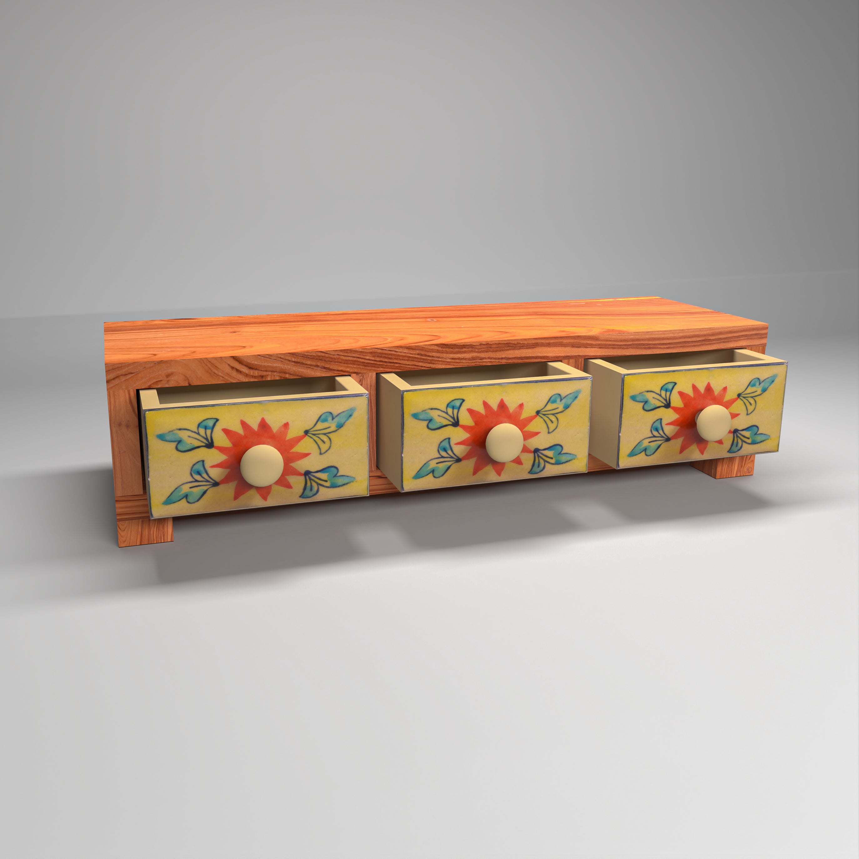 Premium Triple Drawer Wide Ceramic Organizer Desk Organizer