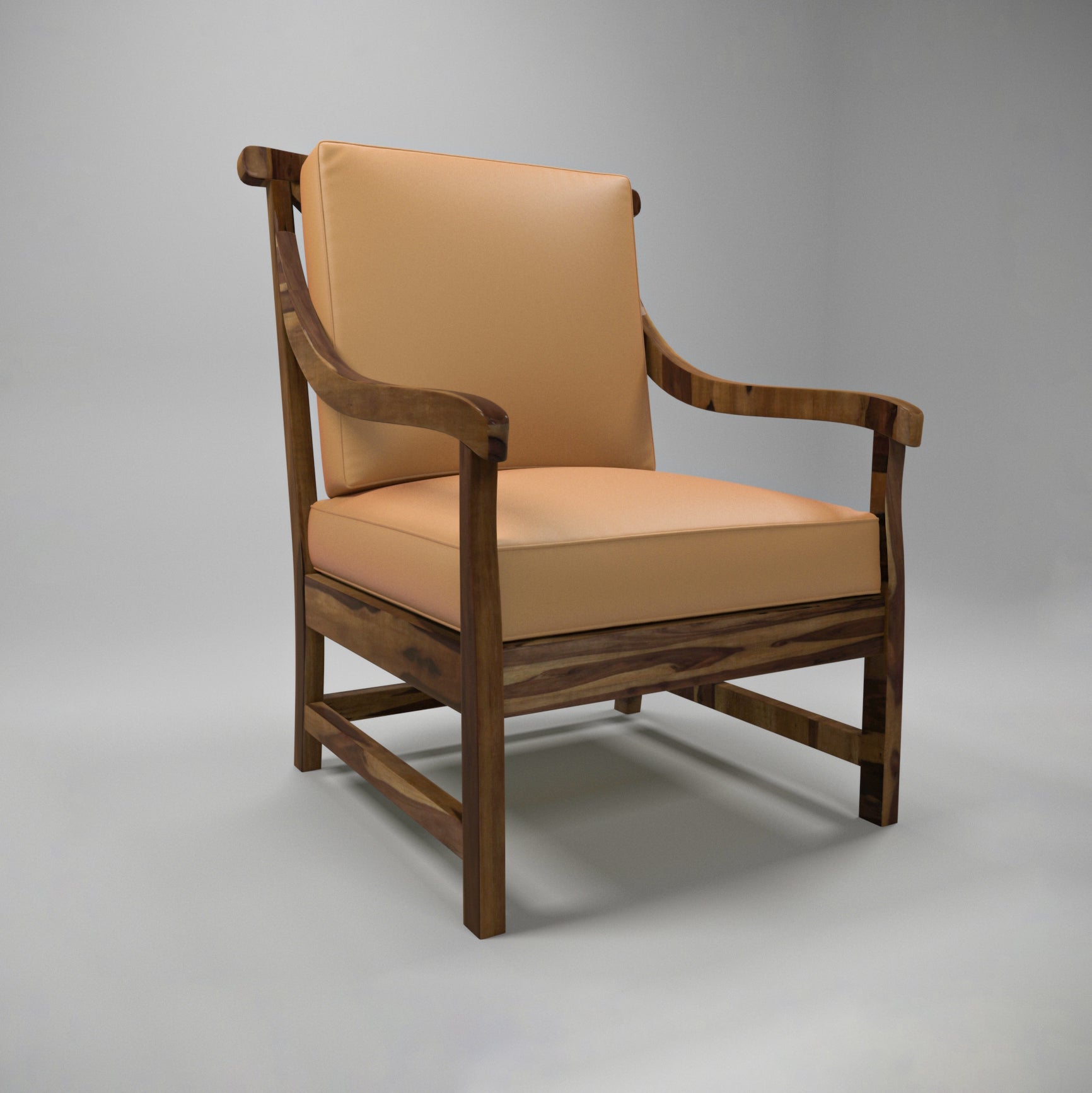 Vintage Sheesham Wood Spacious Sofa Style Arm Chair Arm Chair