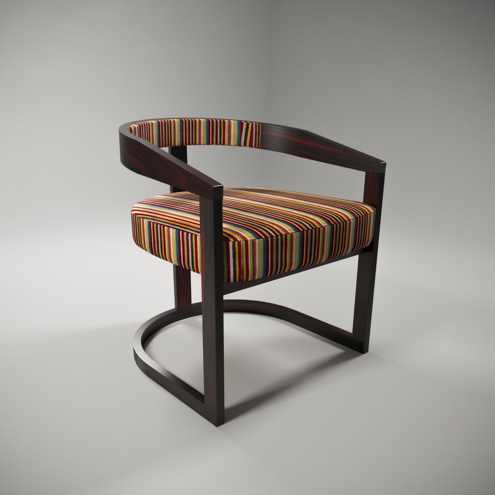 Modern Montage Round Curved Arm Wood Chair Arm Chair