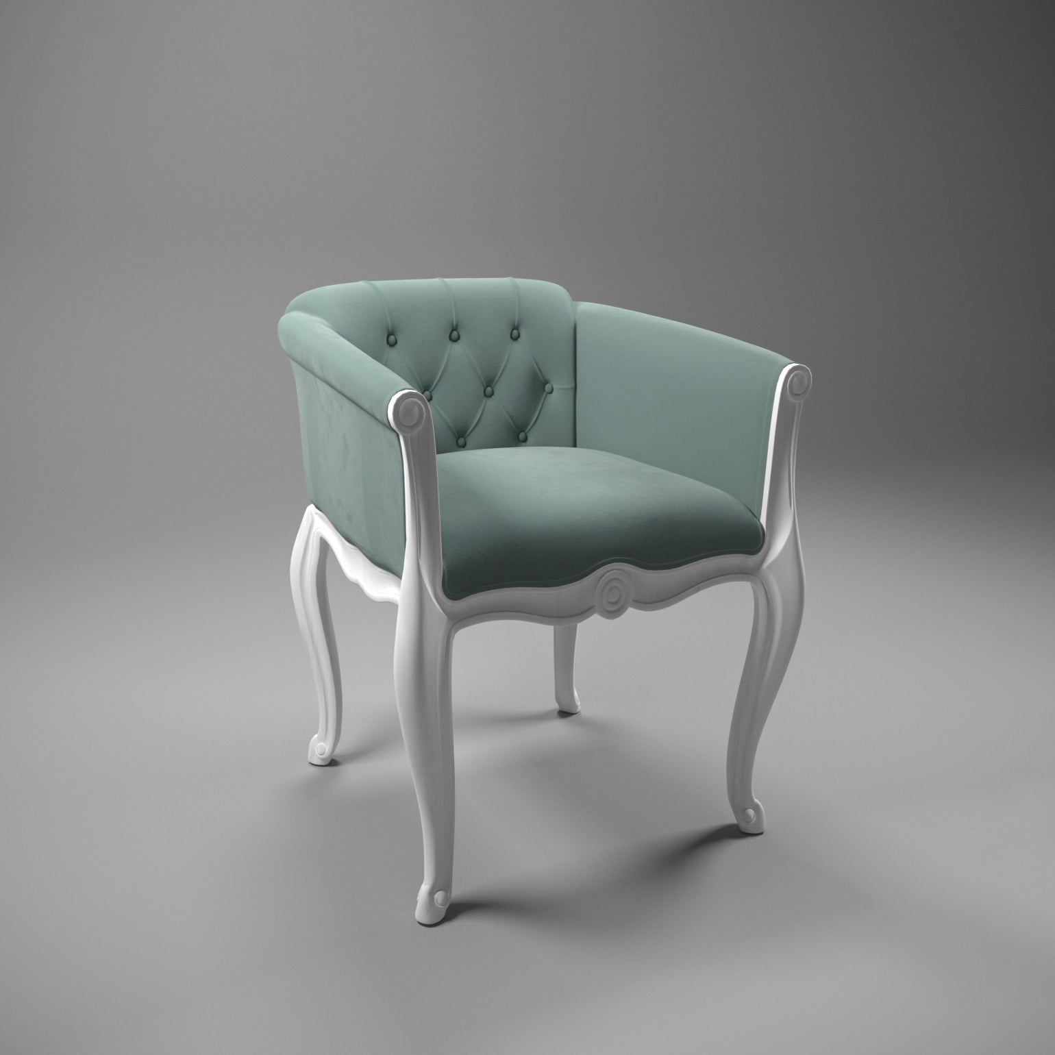 Modern Solid white Green upholstered Designer Arm chair Arm Chair