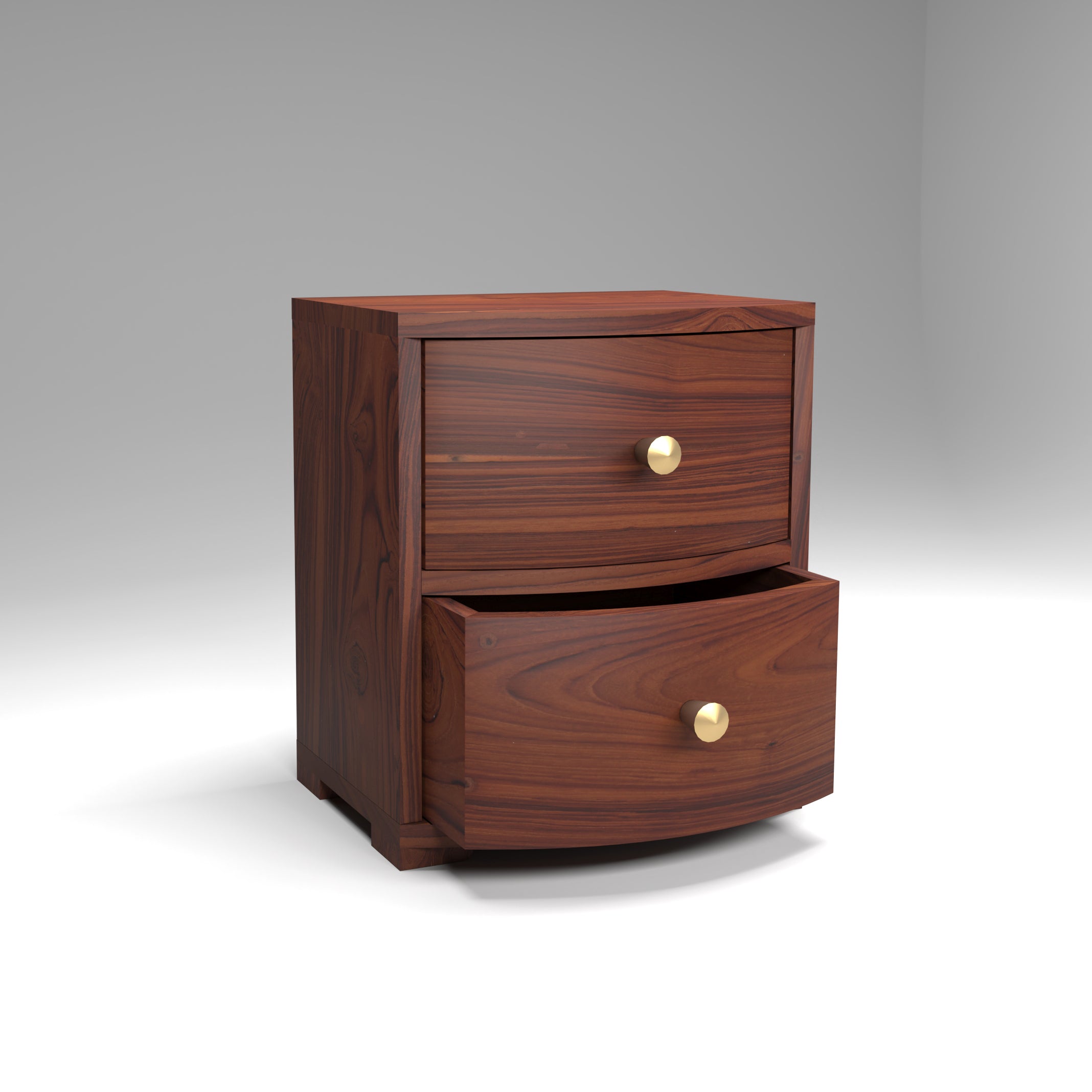 Curved Double Drawer Handmade Compact Desk Chest Desk Organizer