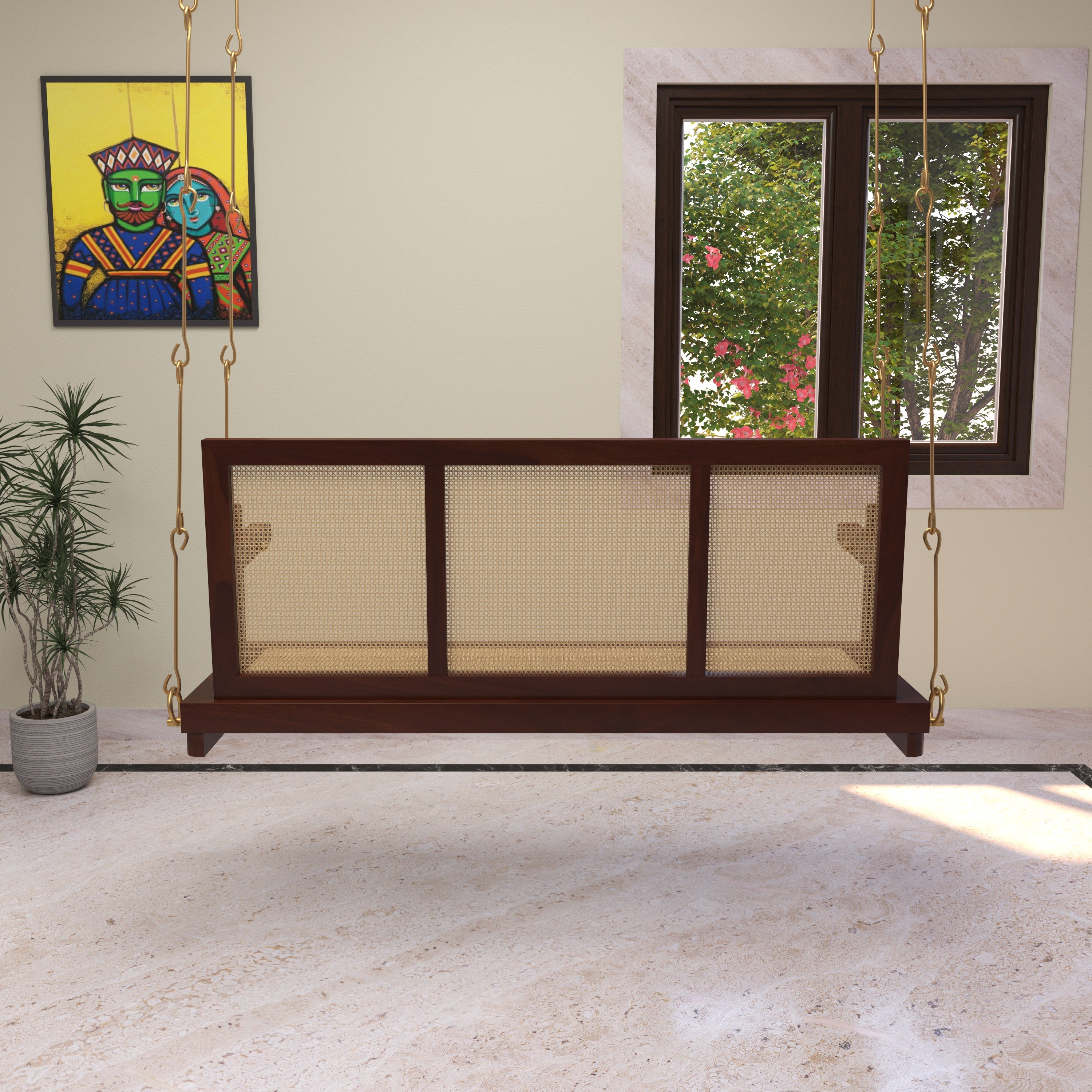 traditional cane swing with seating and back Swing