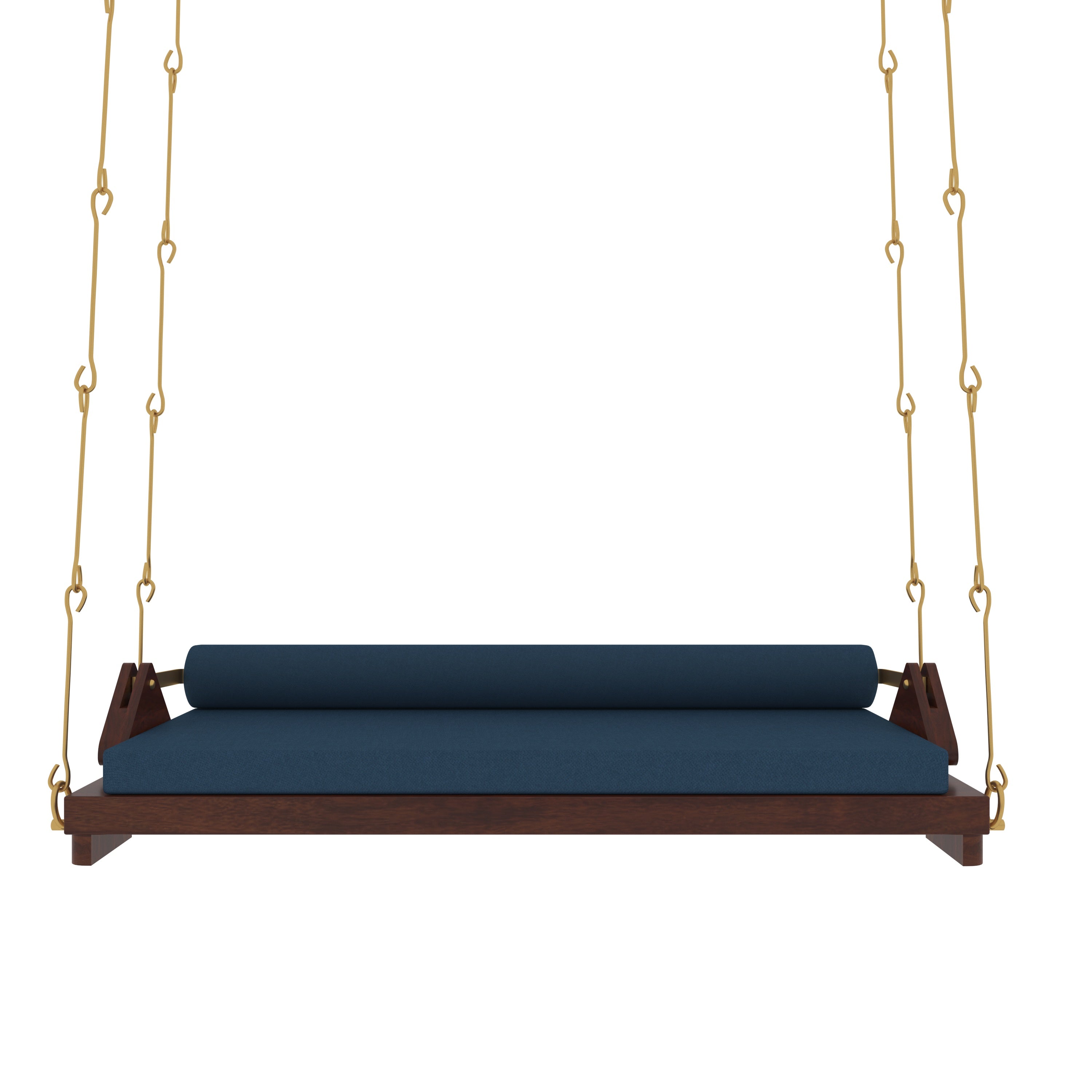 Minimalist Wooden Swing with Blue Cushions – Perfect Under Stair Jhula for Modern Interiors Swing