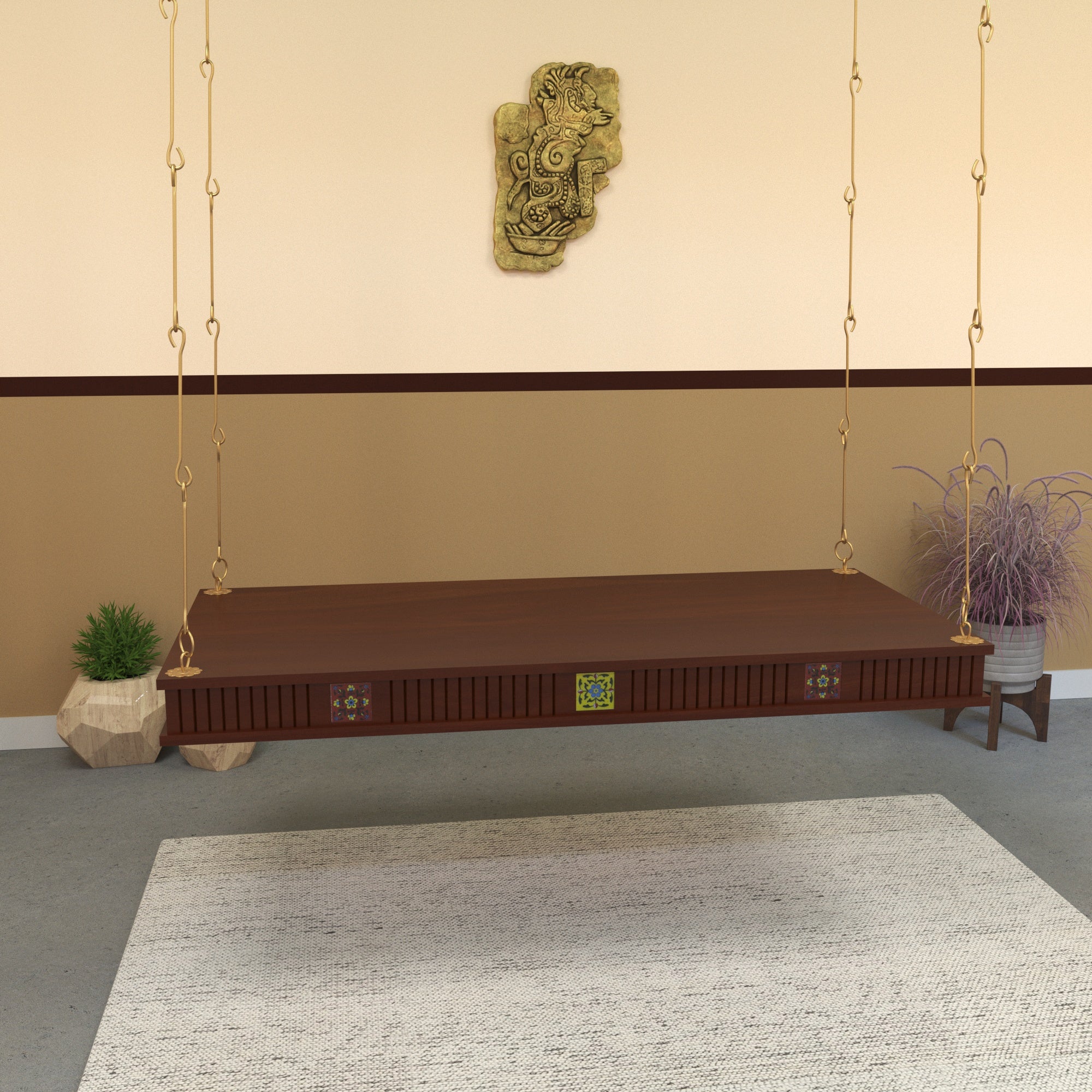 Artisan Carved Swing Seat - Classic Jhula Design Swing