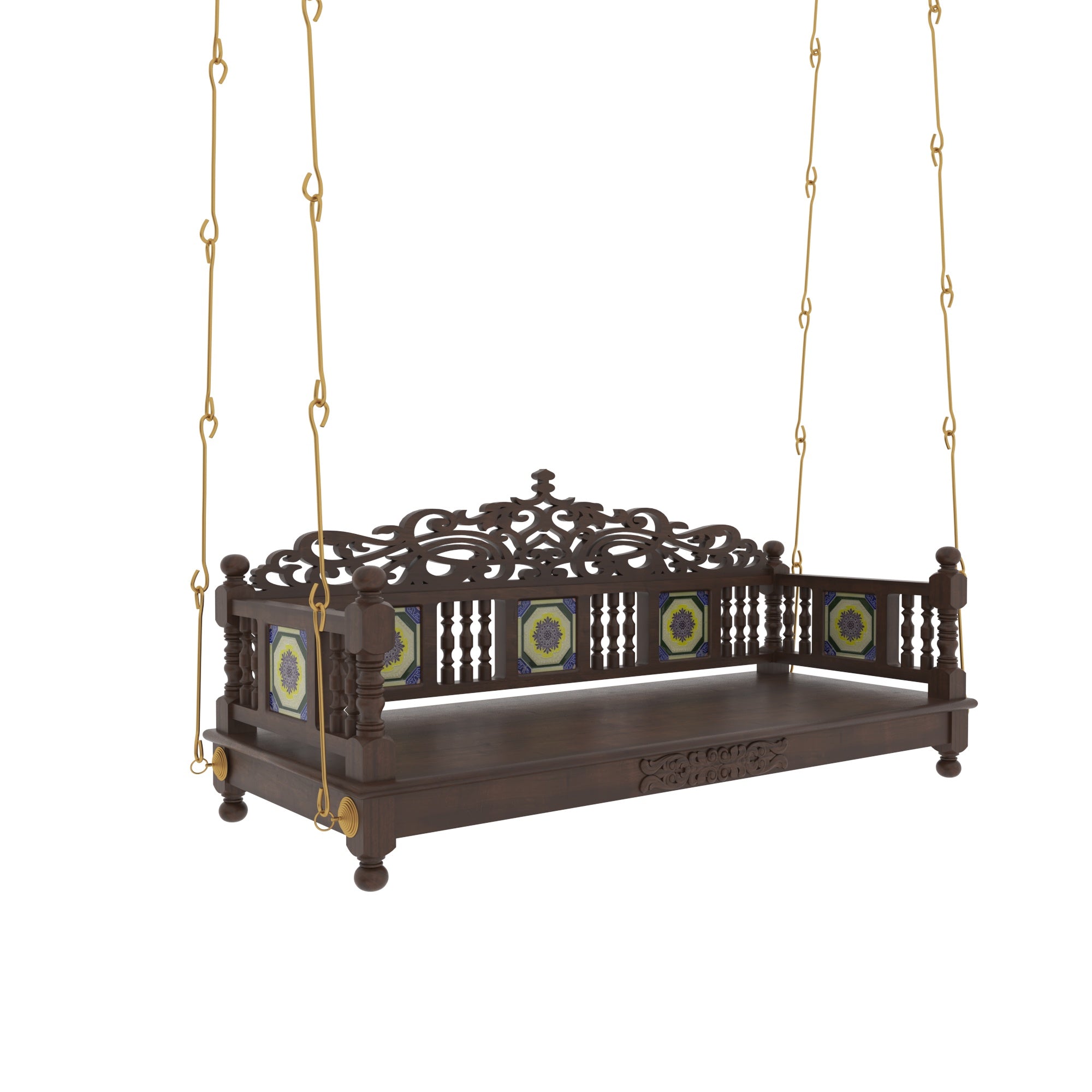 Royal Jaali Hanging Swing with Hand-Painted Tile Accents Swing