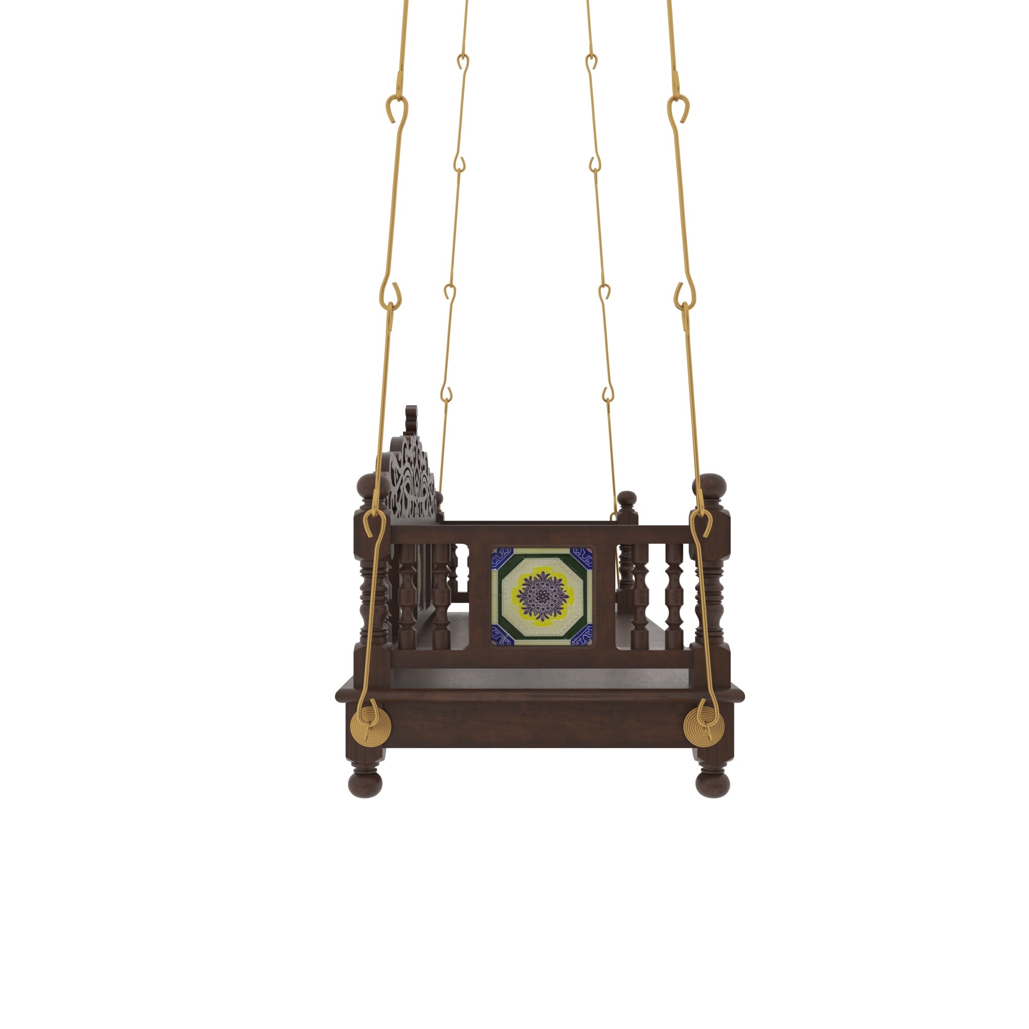 Royal Jaali Hanging Swing with Hand-Painted Tile Accents Swing