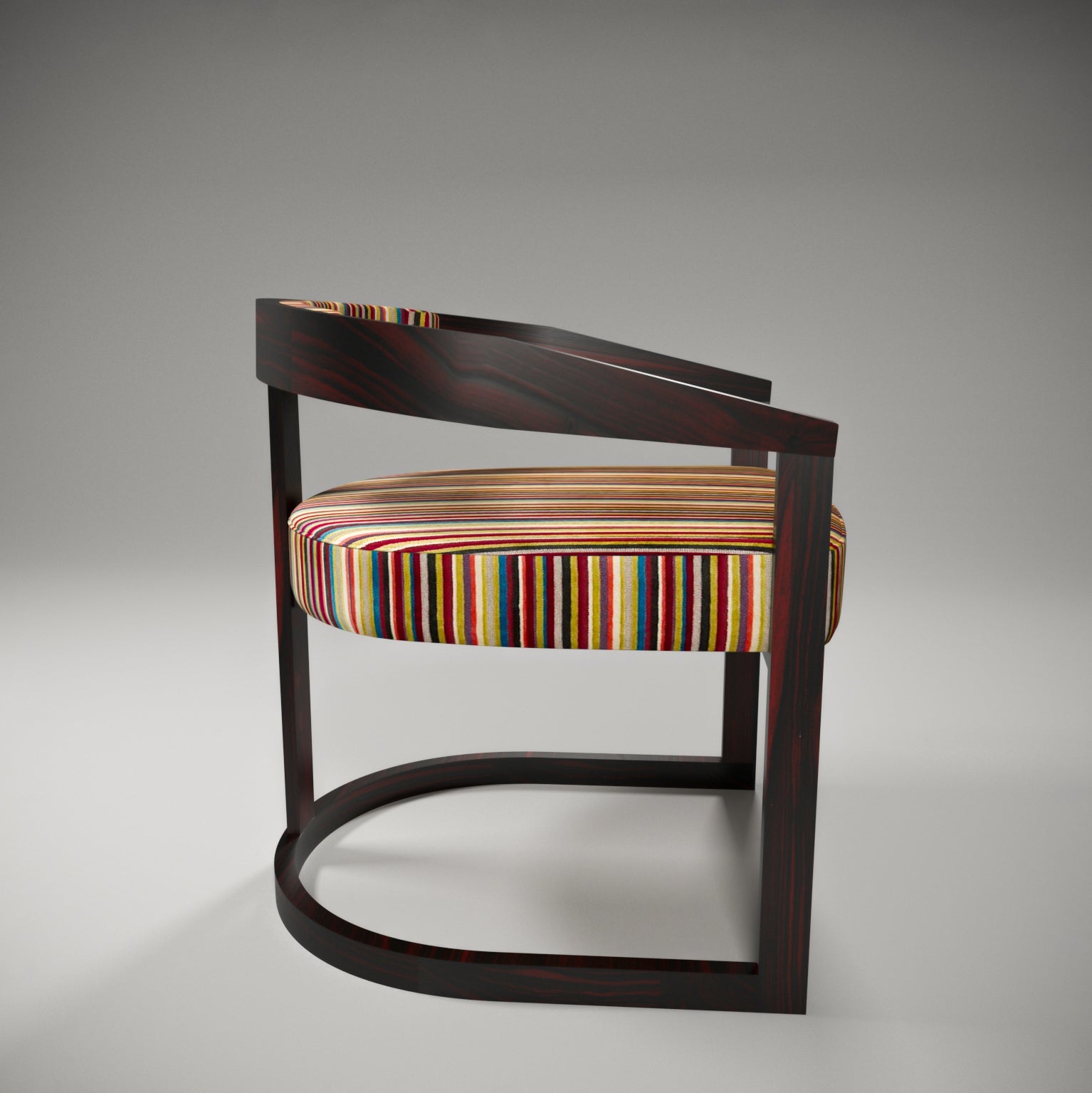 Modern Montage Round Curved Arm Wood Chair Arm Chair