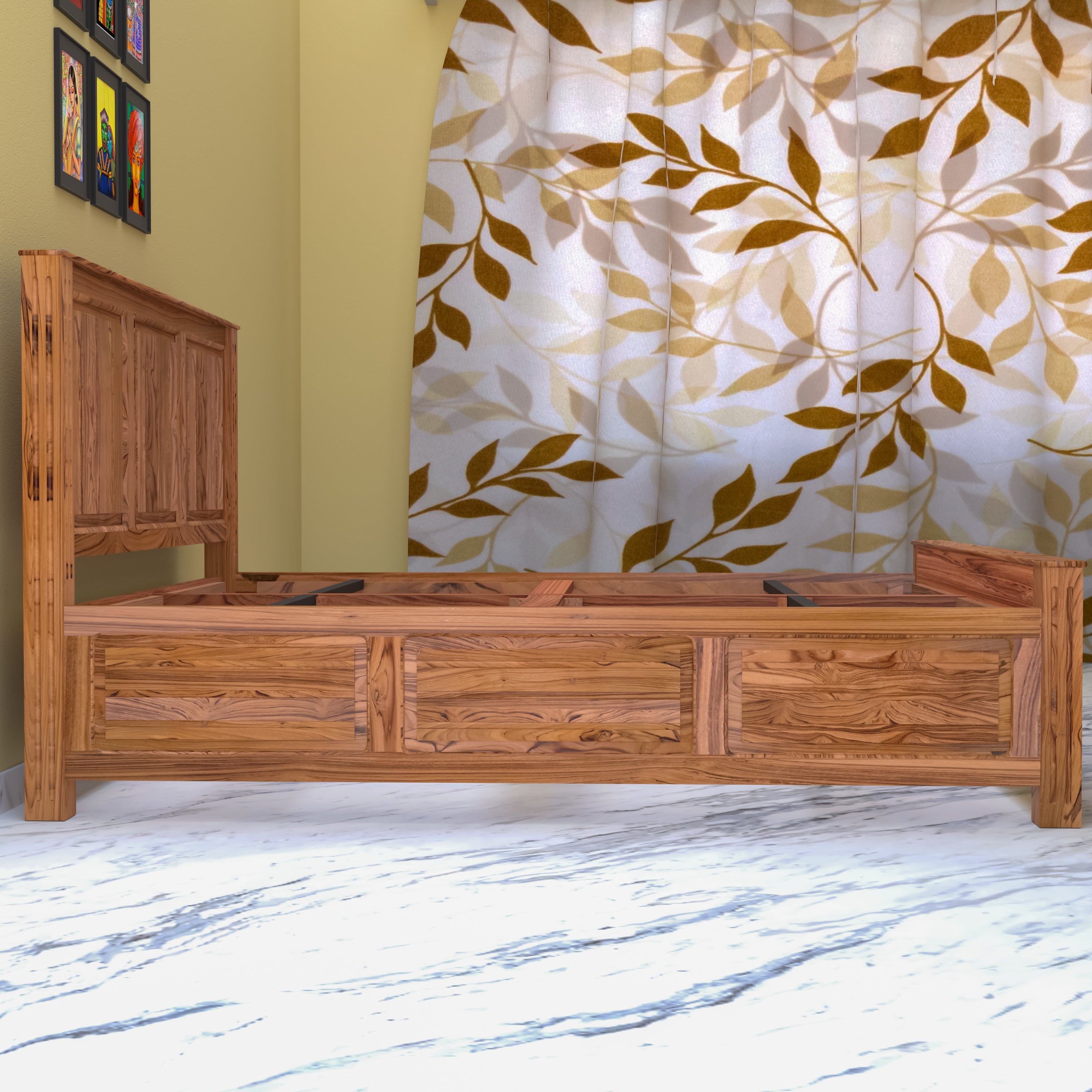 Designer Bed in natural polish Bed