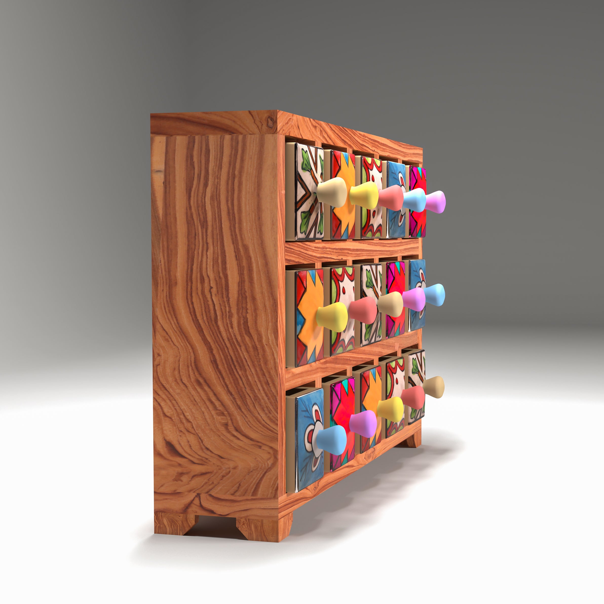 Natural Polish 15 Drawer Ceramic Chest Desk Organizer