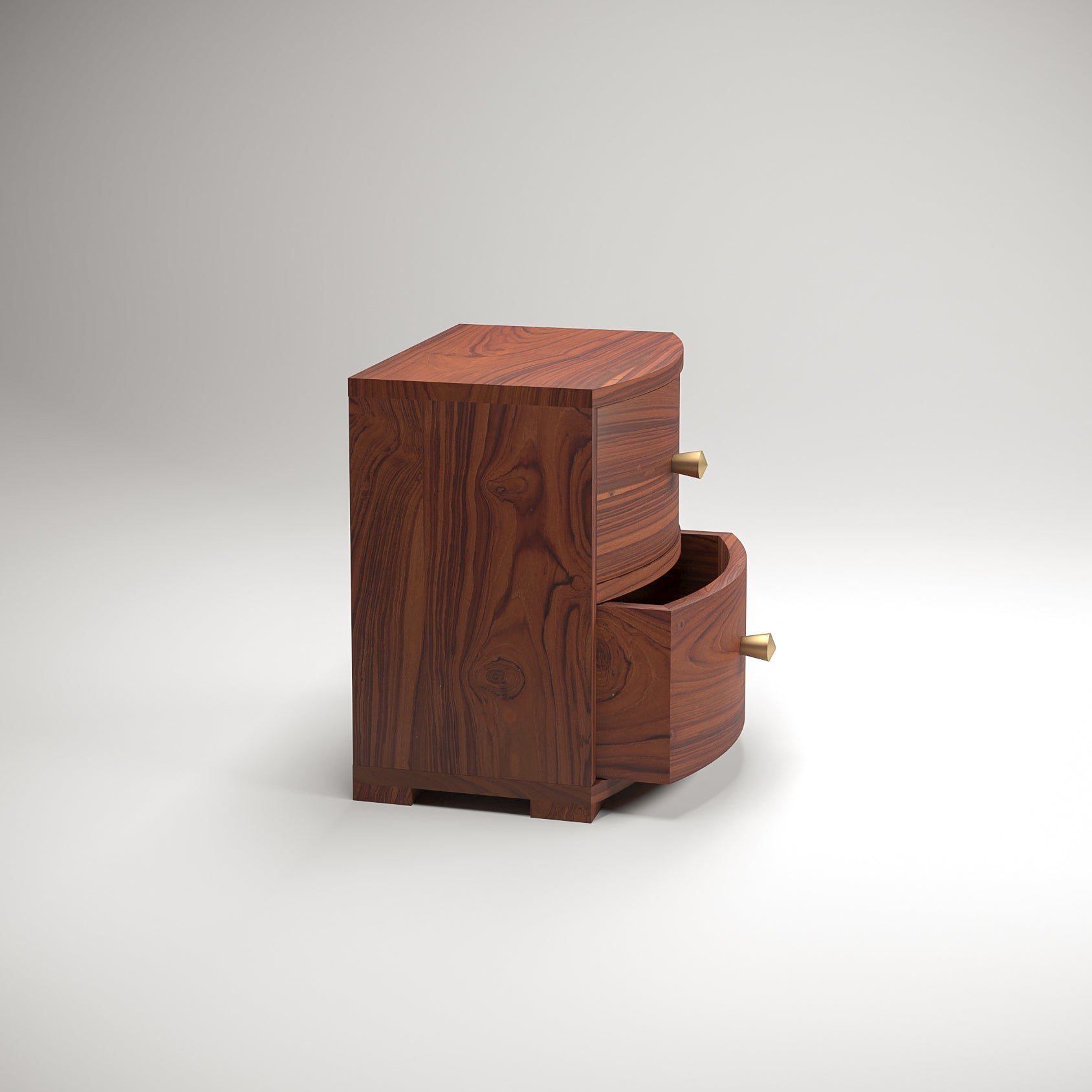 Curved Double Drawer Handmade Compact Desk Chest Desk Organizer