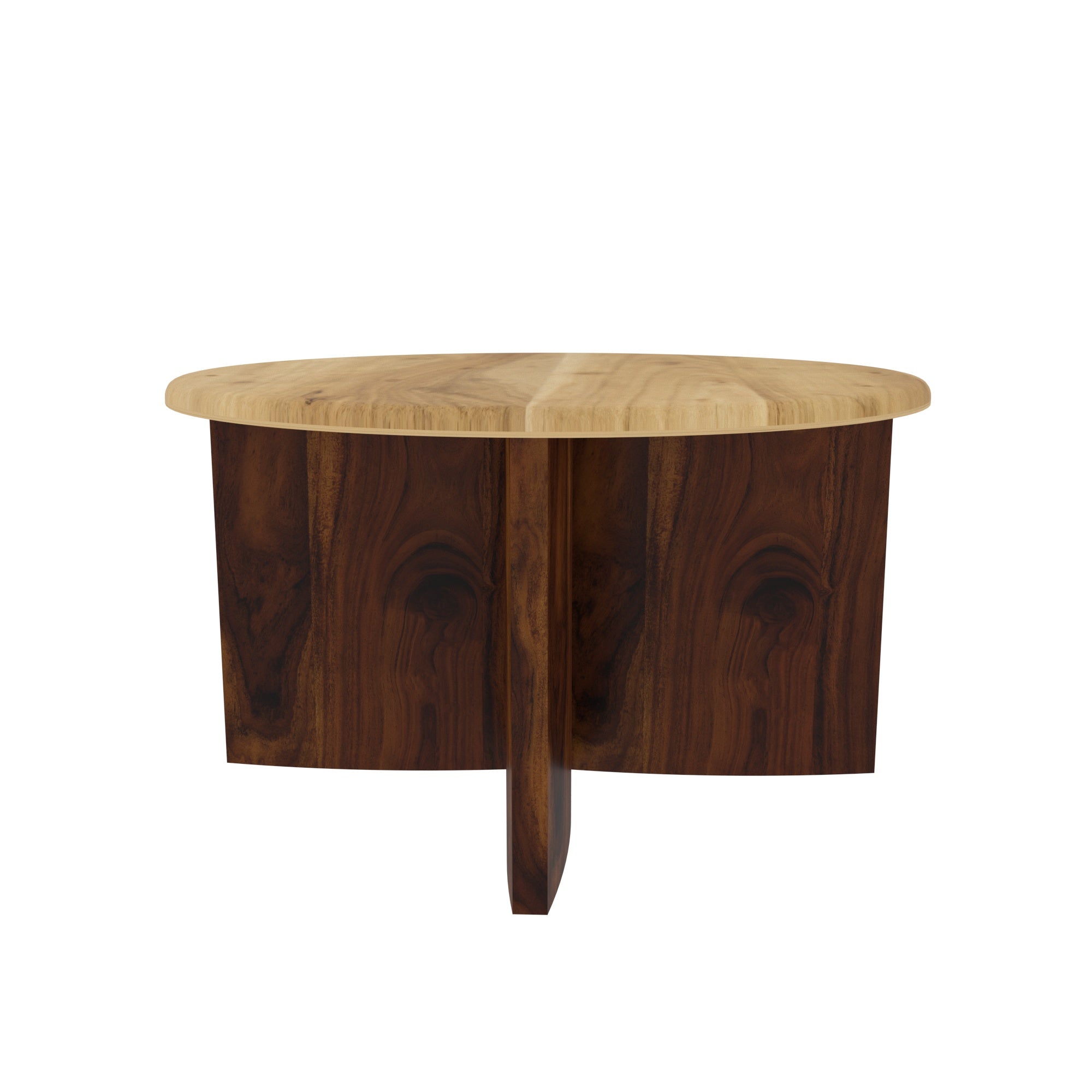 Round Solid Wood Coffee Table with Two-Tone Finish Coffee Table