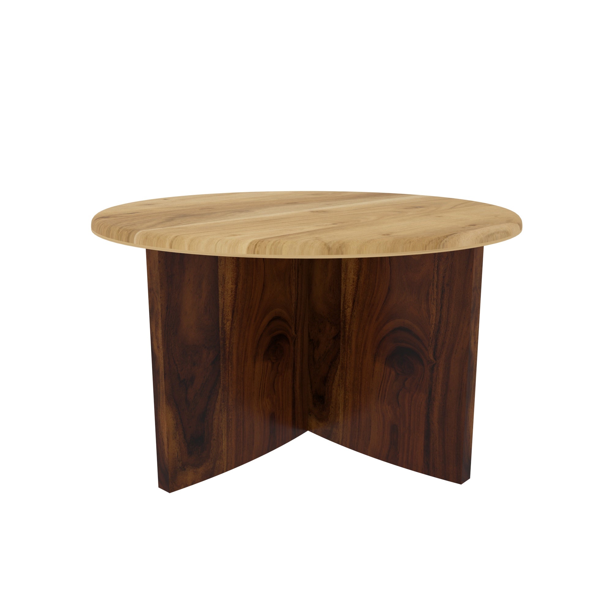 Round Solid Wood Coffee Table with Two-Tone Finish Coffee Table