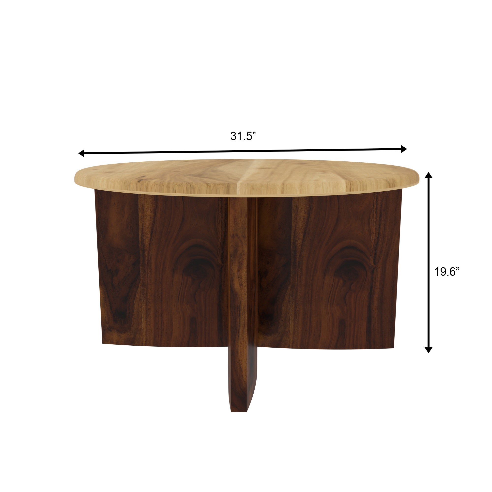 Round Solid Wood Coffee Table with Two-Tone Finish Coffee Table