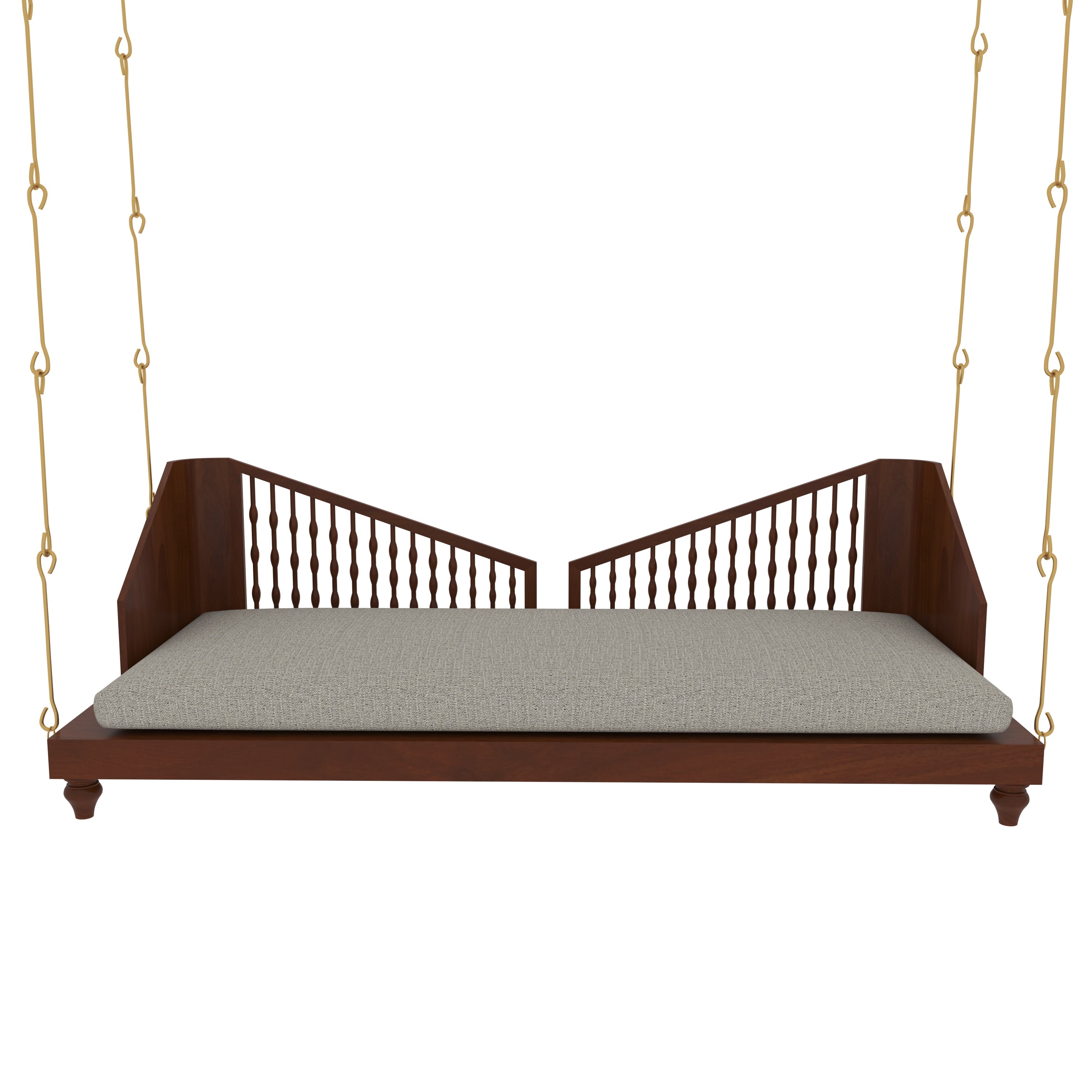 Elegant Wooden Swing with Spindle Backrest and Cushion – Classic Comfort for Modern Homes Swing