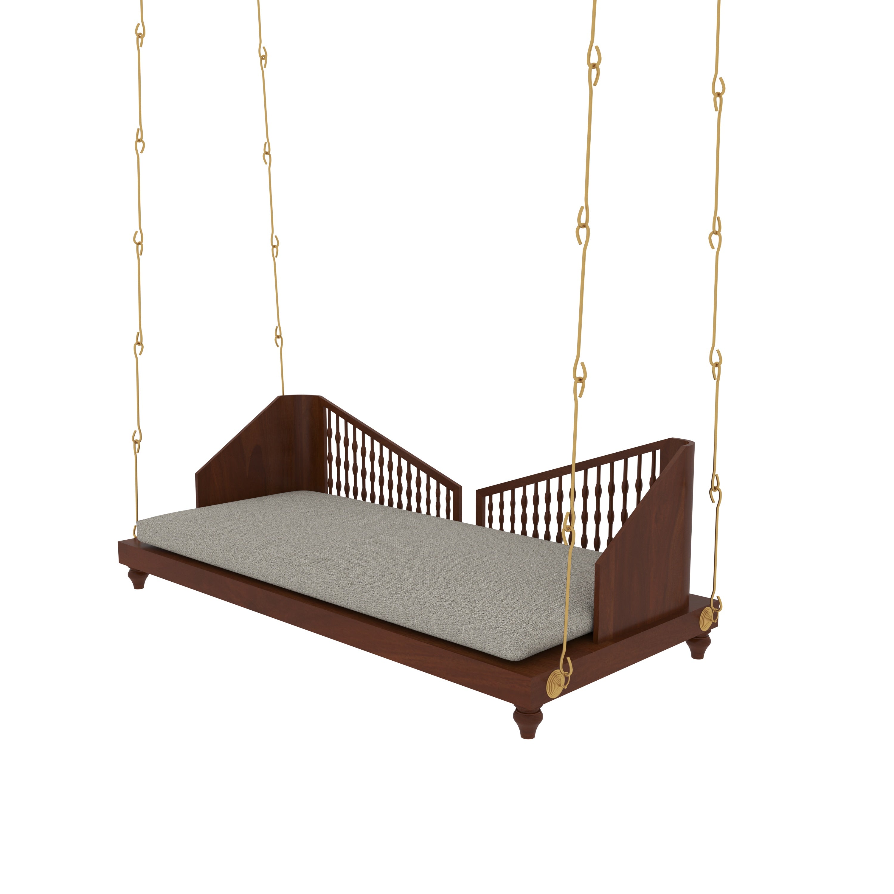 Elegant Wooden Swing with Spindle Backrest and Cushion – Classic Comfort for Modern Homes Swing