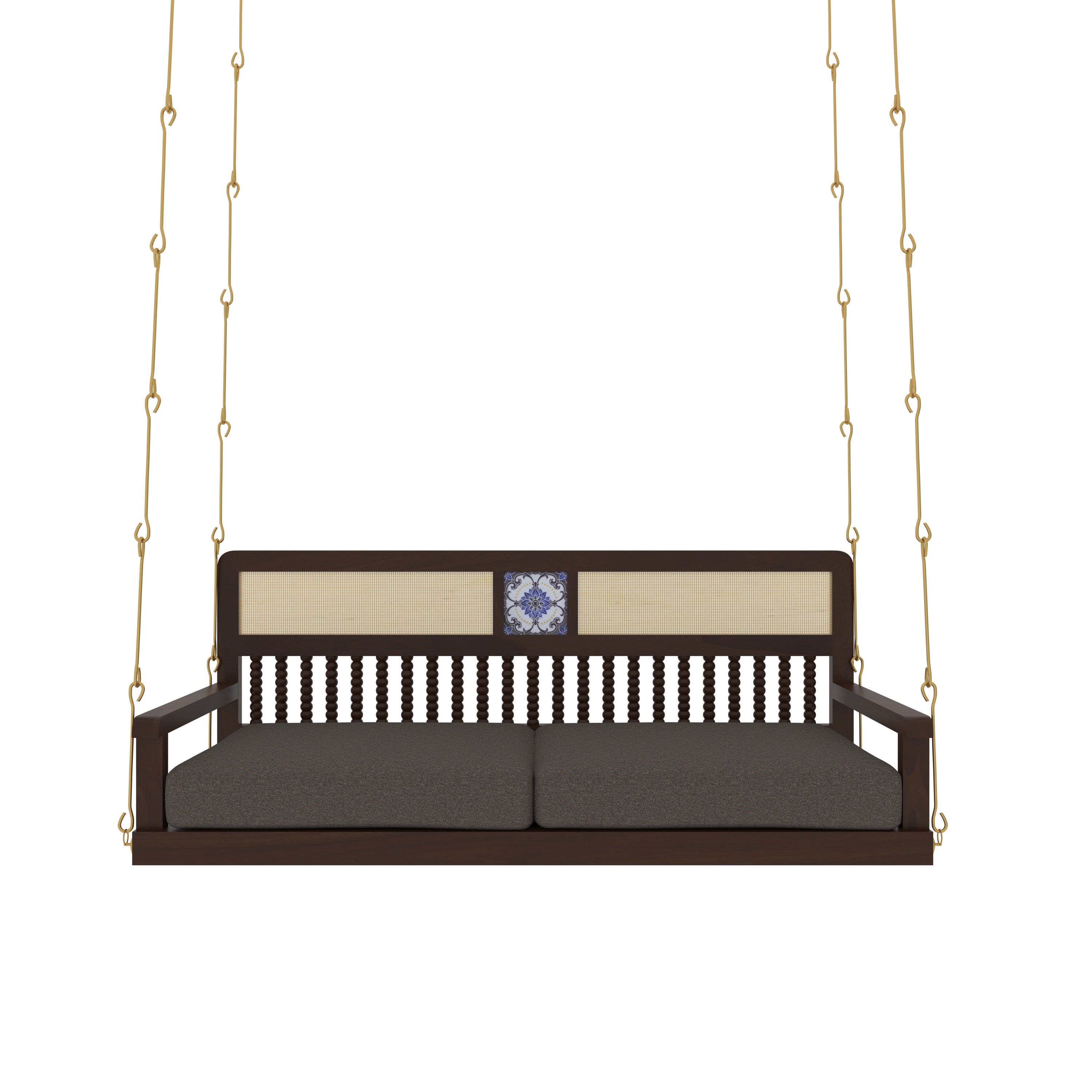 Classic Wooden Swing with Cushioned Comfort and Traditional Detailing Swing