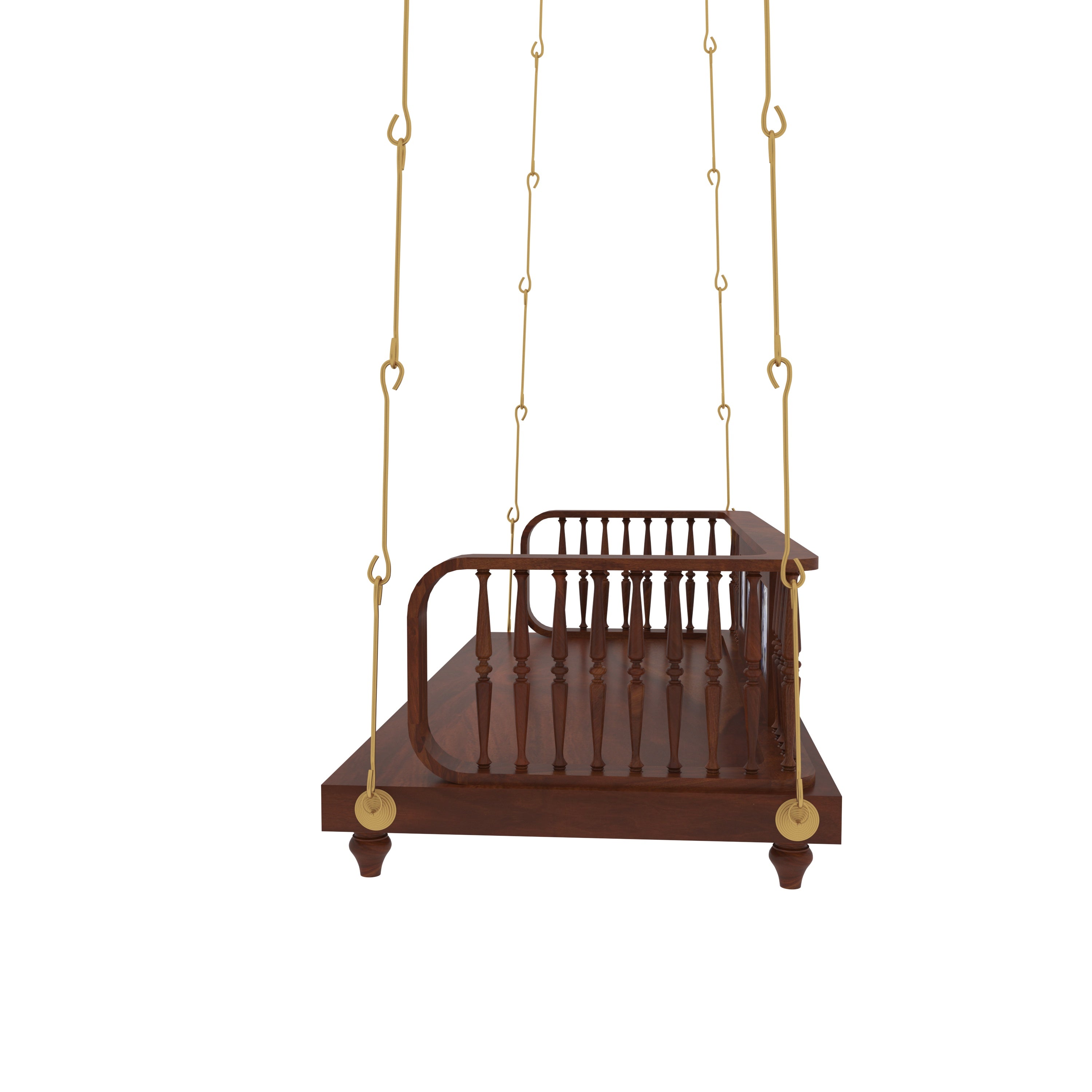 Traditional Wooden Jhula Swing with Handcrafted Tile Inlay Swing