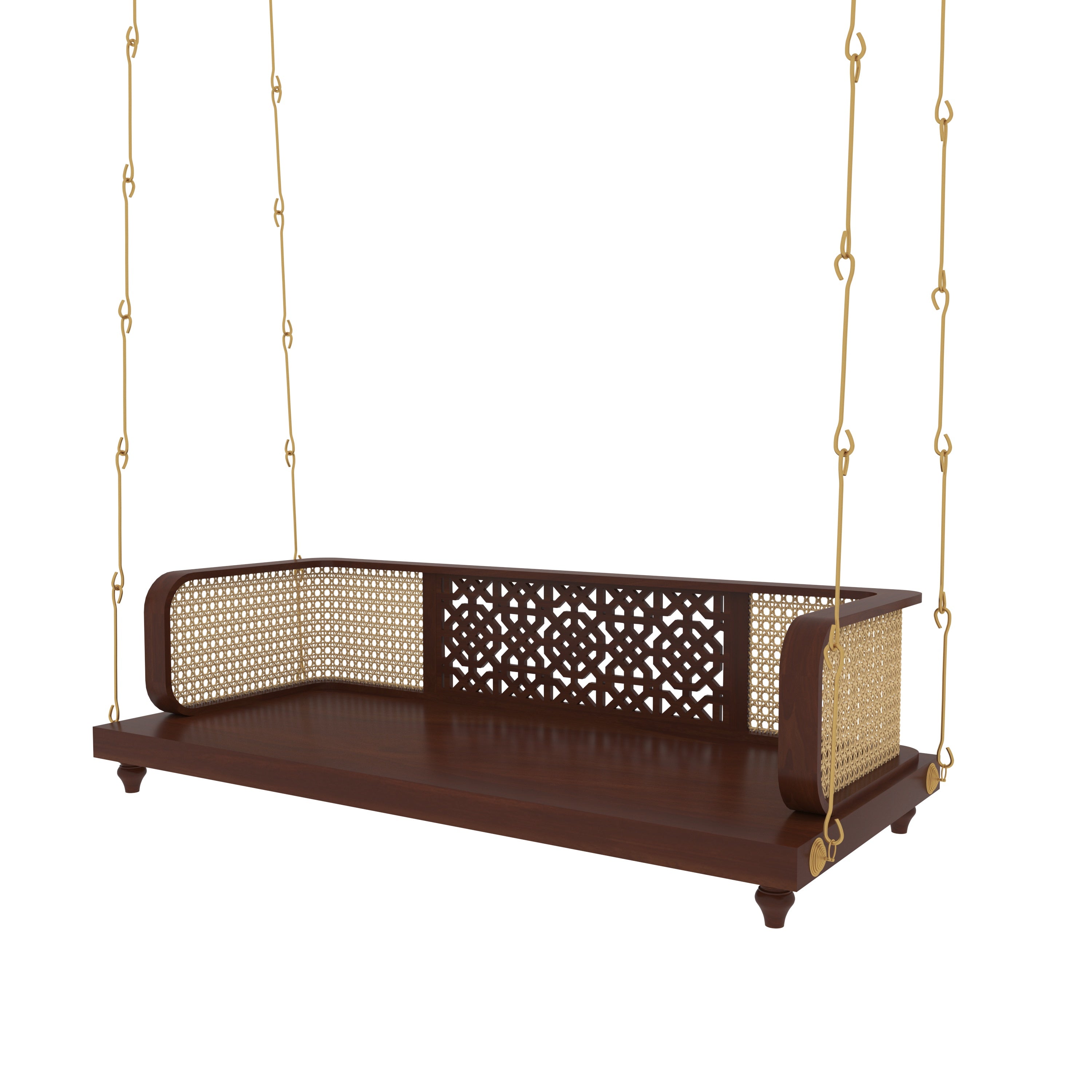 Handcrafted Wooden Swing with Traditional Carving – Perfect for Elegant Living Spaces Swing