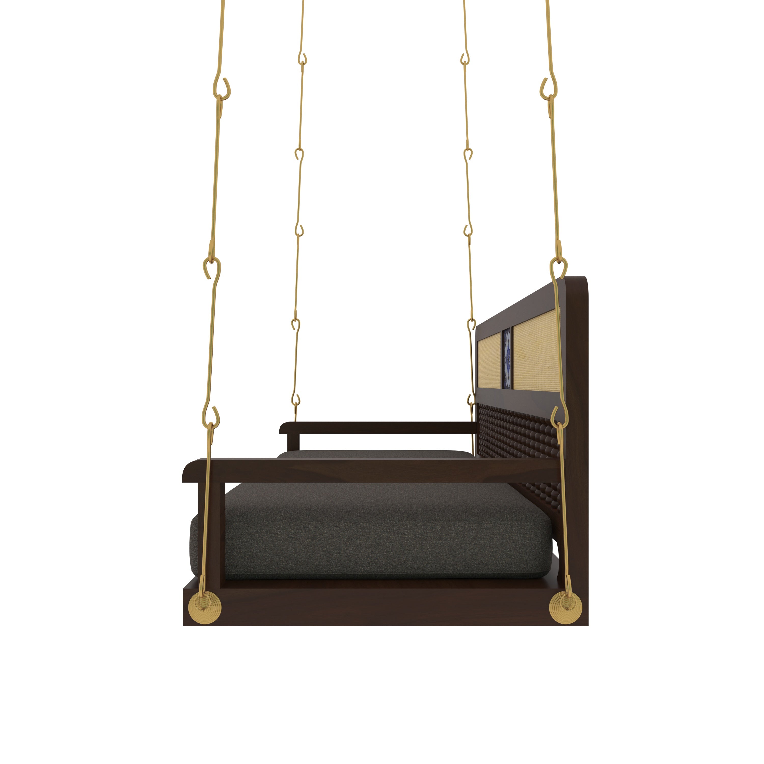 Classic Wooden Swing with Cushioned Comfort and Traditional Detailing Swing