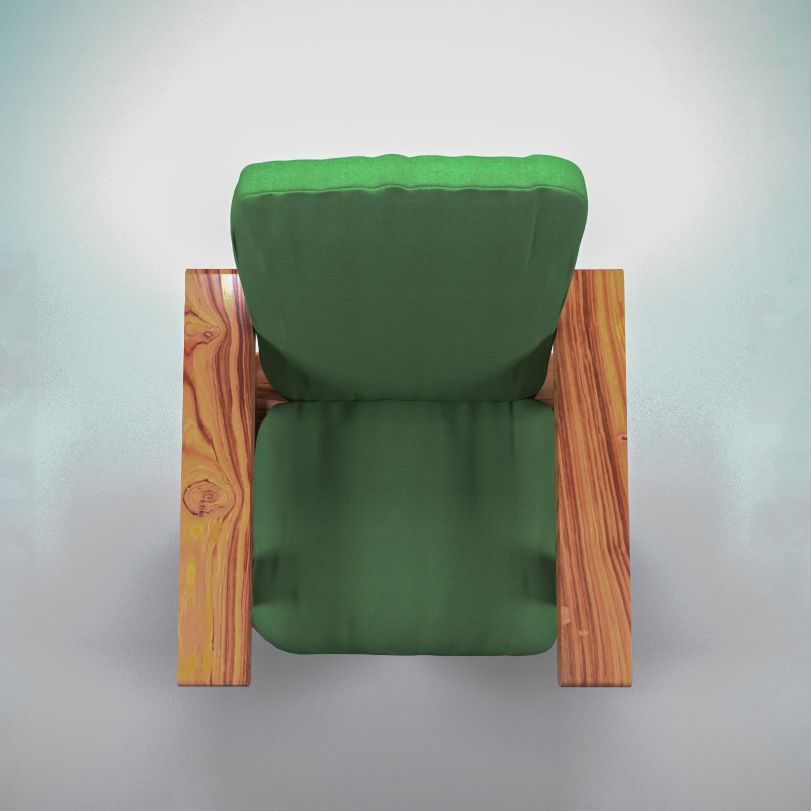 Green Upholstered Natural Teak Polish Arm Chair Arm Chair