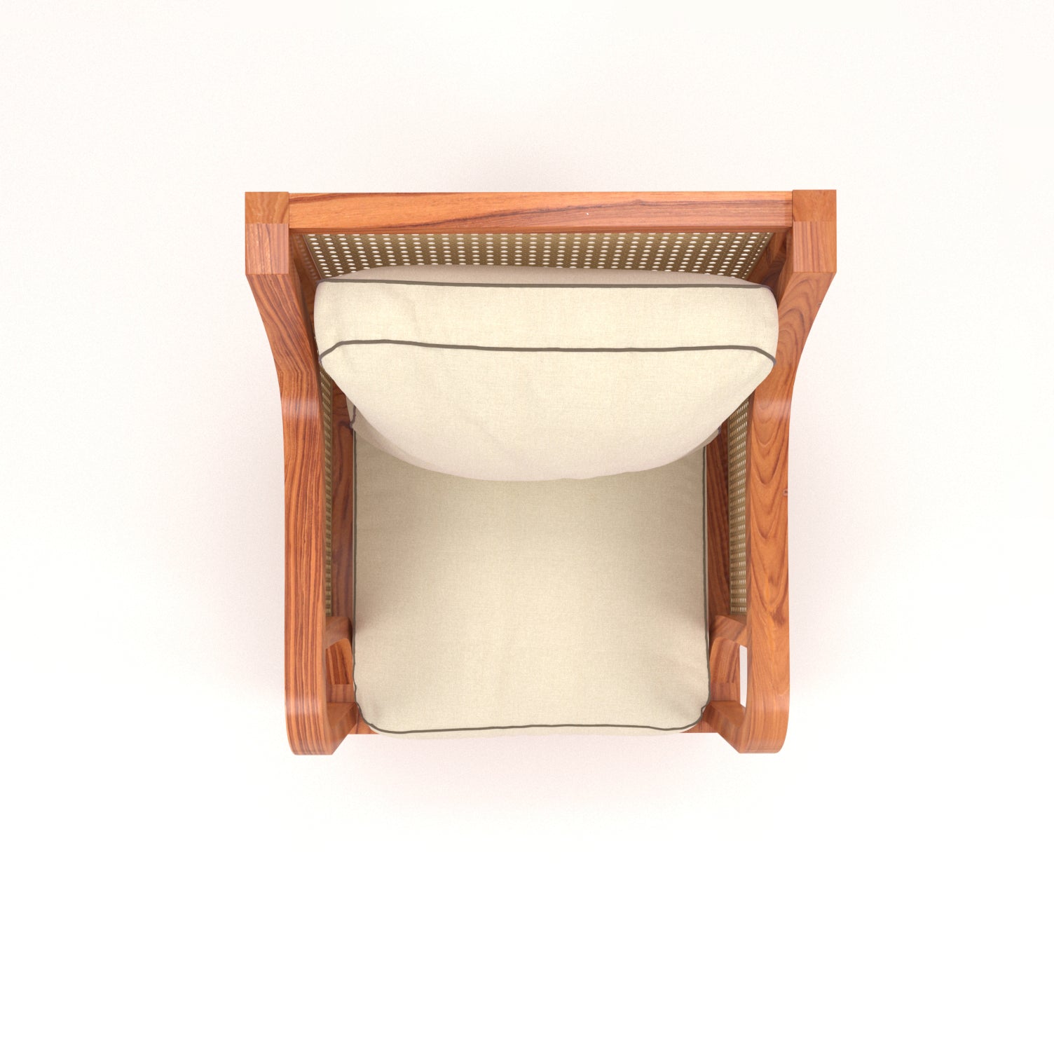 Solid Teak Wooden Comfy Upholstered Handmade Cane Chair Arm Chair