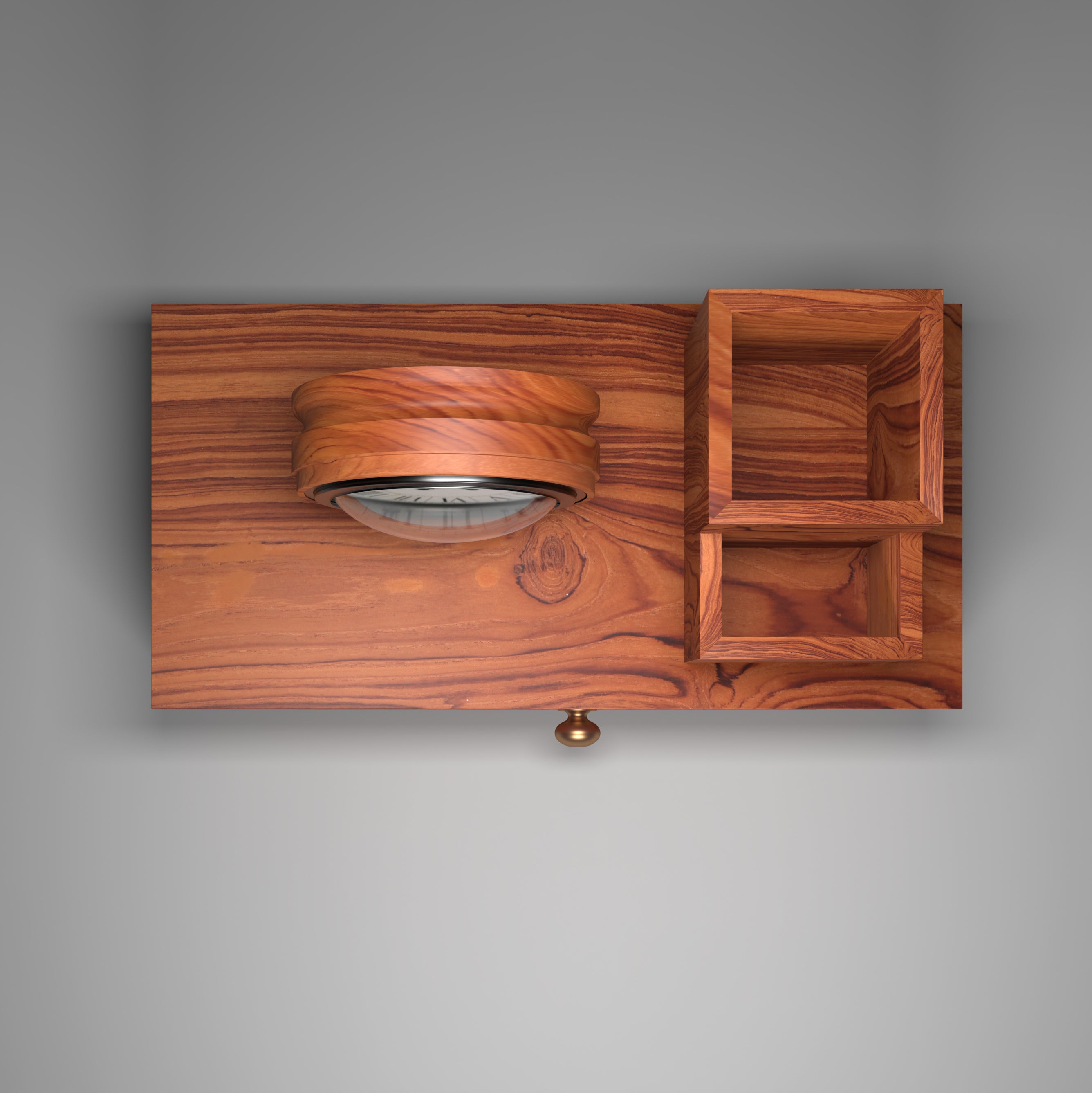 Teak wood Organiser with Clock Desk Organizer