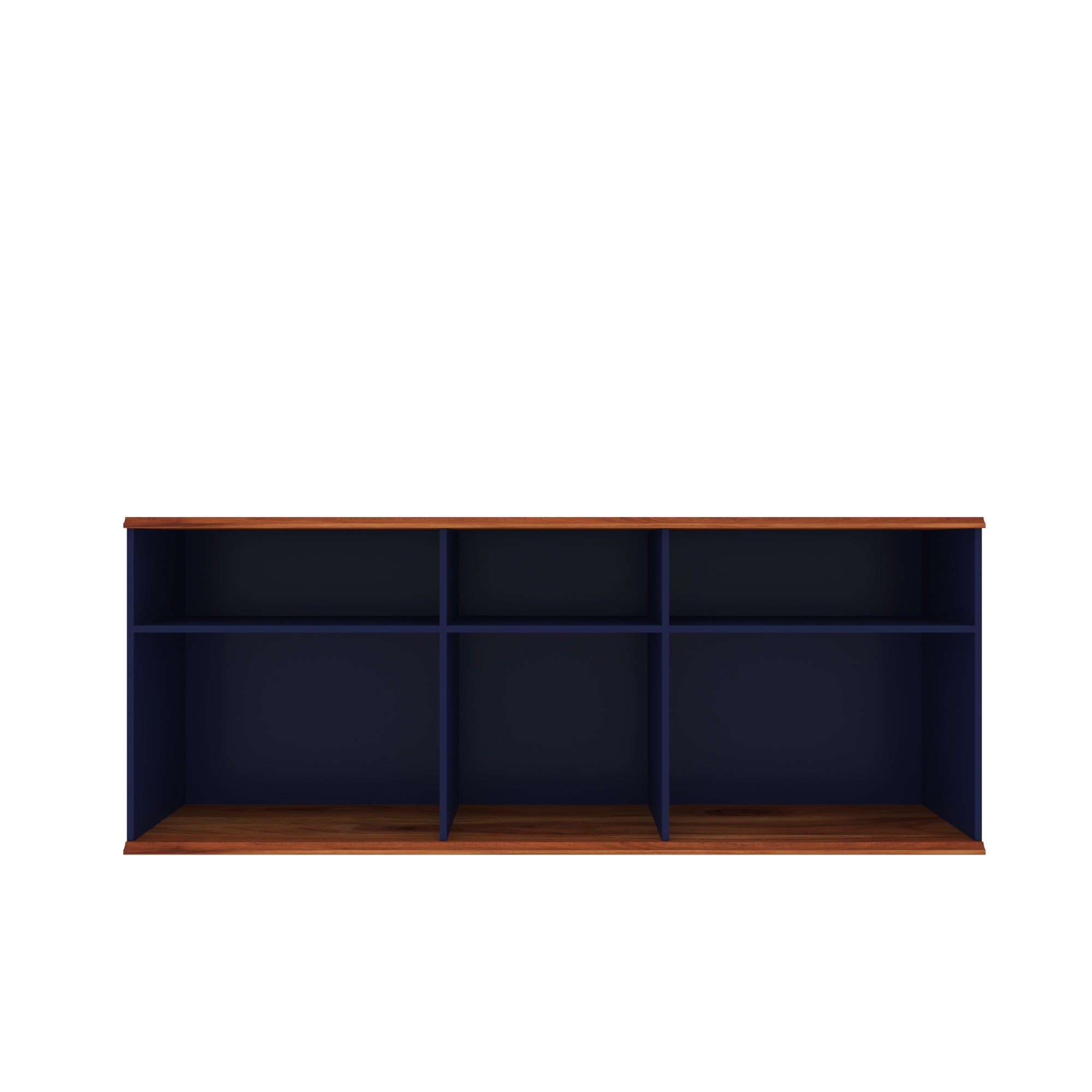 Modern Navy Blue Open Shelf TV Console with Wooden Accents Tv stand