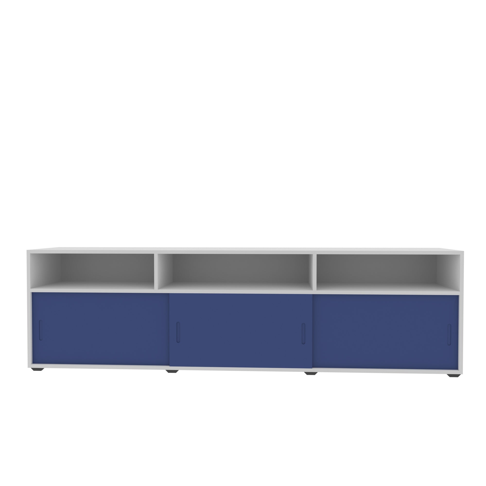 Contemporary White and Blue TV Unit with Sliding Doors Tv stand