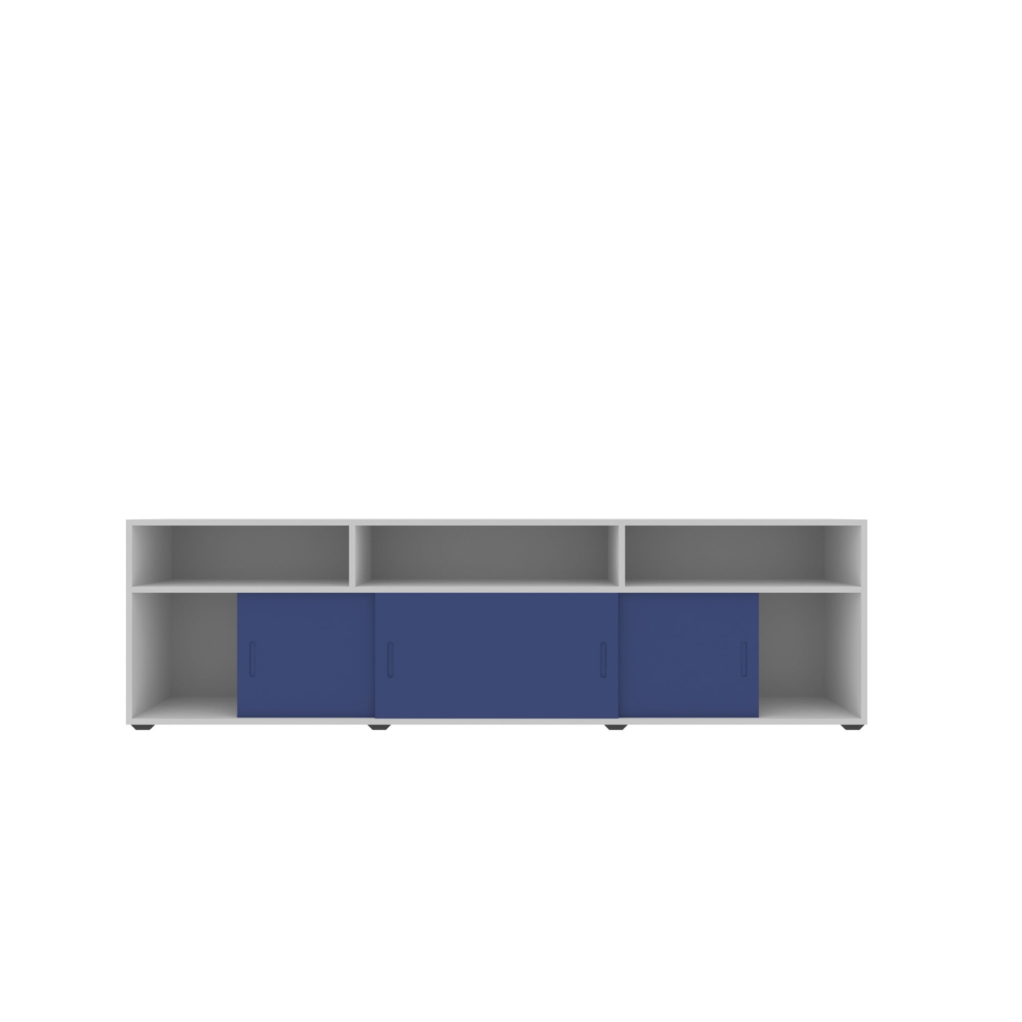 Contemporary White and Blue TV Unit with Sliding Doors Tv stand