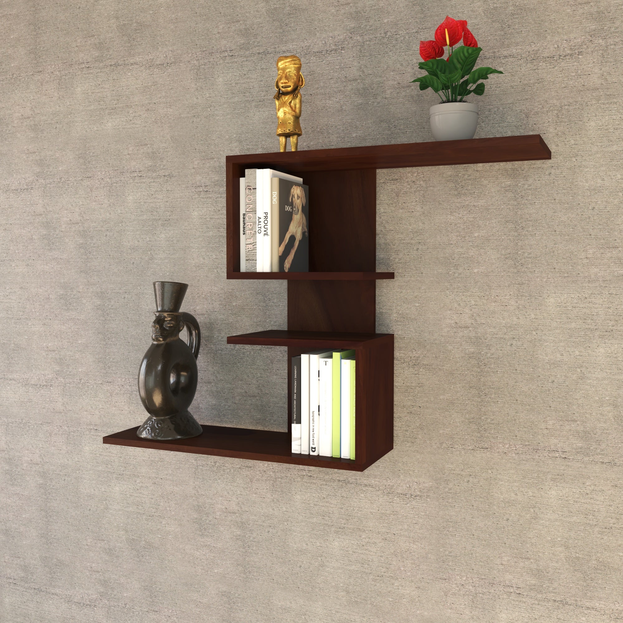 F-Shaped Wall Shelf - Modern Asymmetric Display Rack Wall Rack