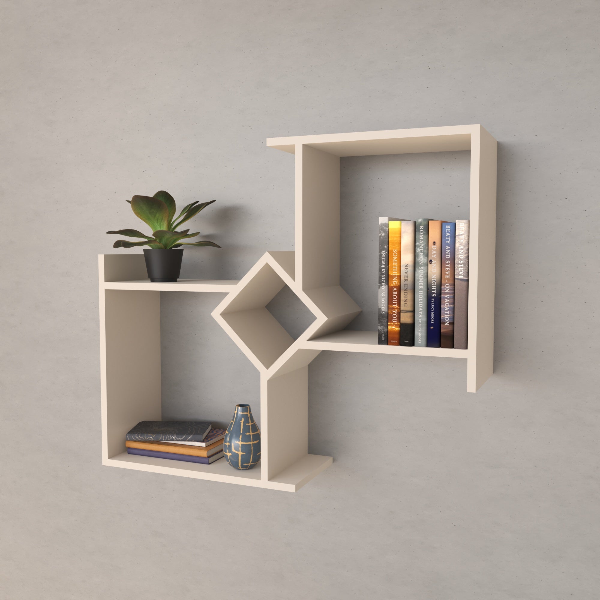 Diamond Accent Wall Shelf - Modern Geometric Display Unit Wall Rack