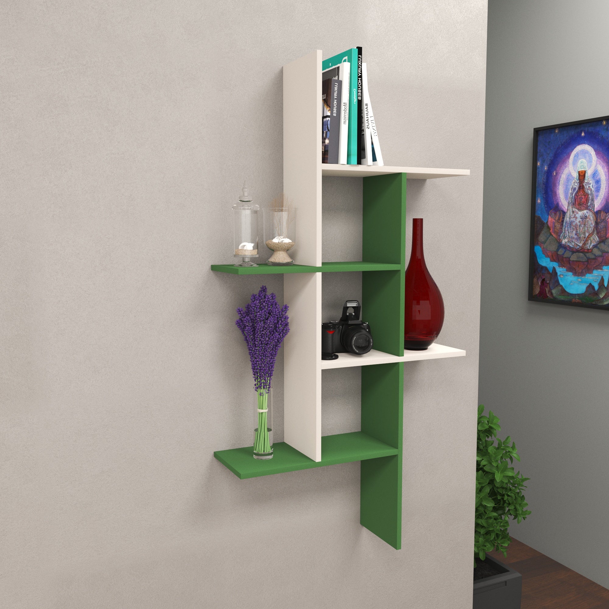 Vertical Zigzag Wall Shelf - Two-Tone Display Rack Wall Rack