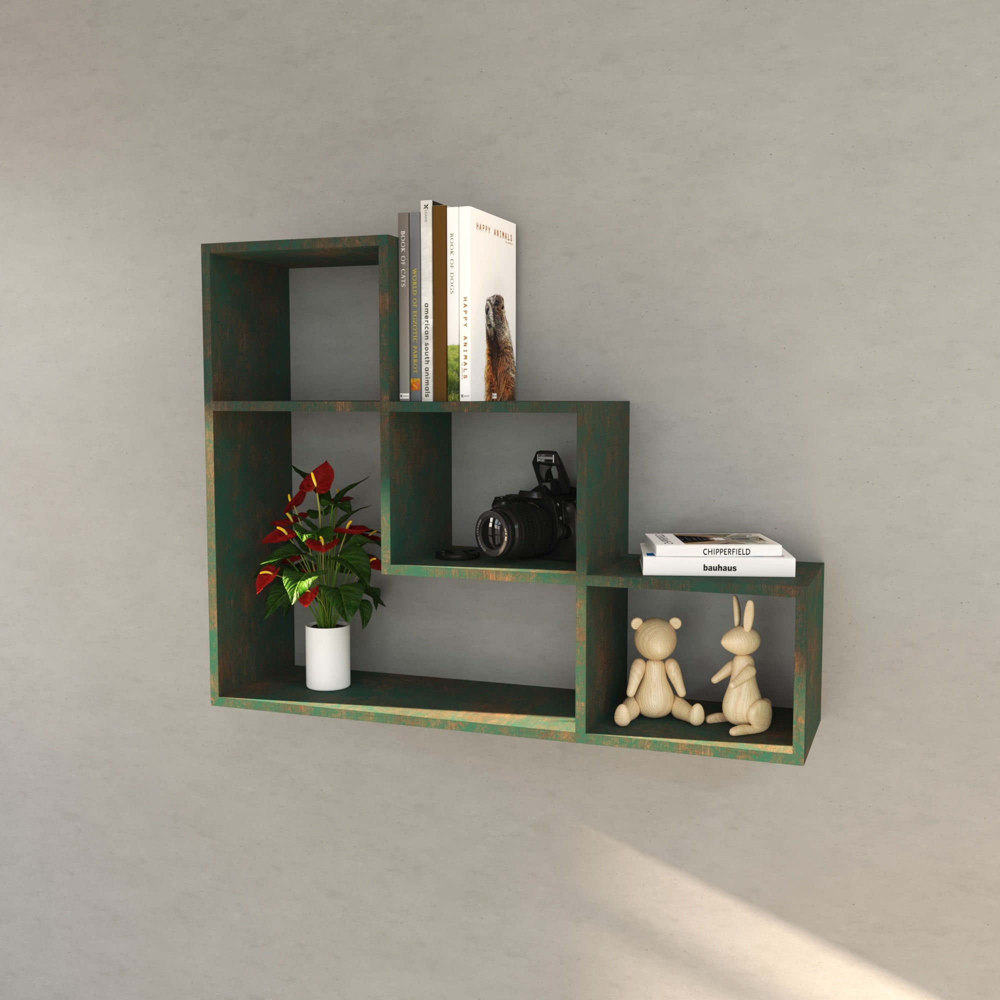 Modular Cube Wall Shelf - Contemporary Geometric Display Unit Wall Rack