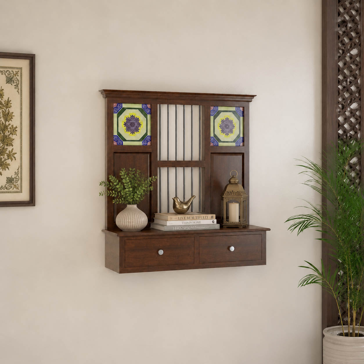 Traditional Panelled Wall Console Wall Rack