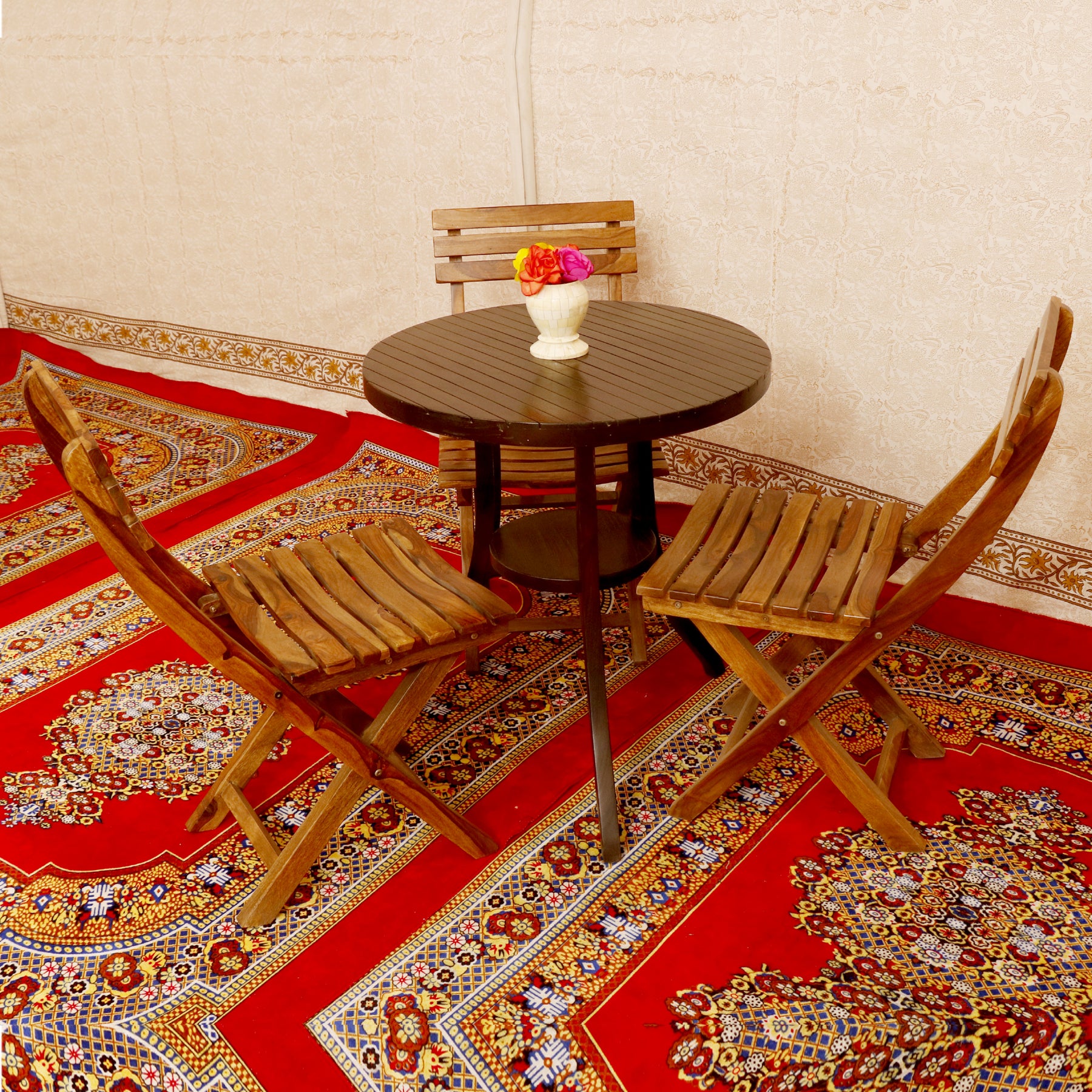 Top Mid Round Corner Table With Dark Finish Dining Table