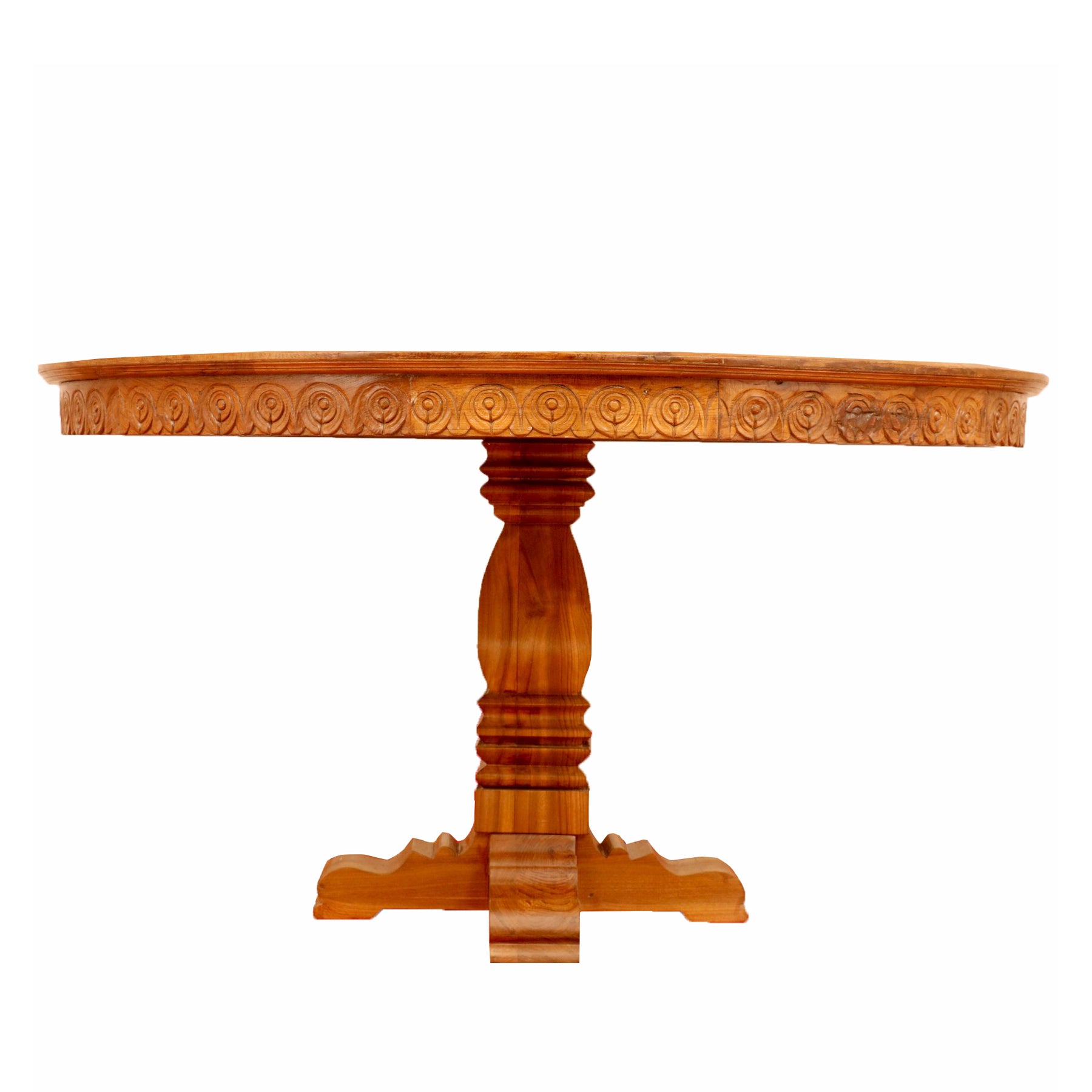 Teak wood Rounded carving Table Dining Table