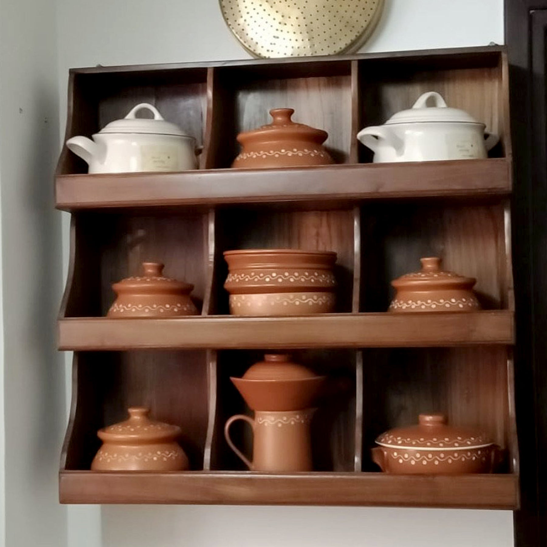 Wooden Multipurpose 9-Rack Wall Hanging Cabinet Wall Rack