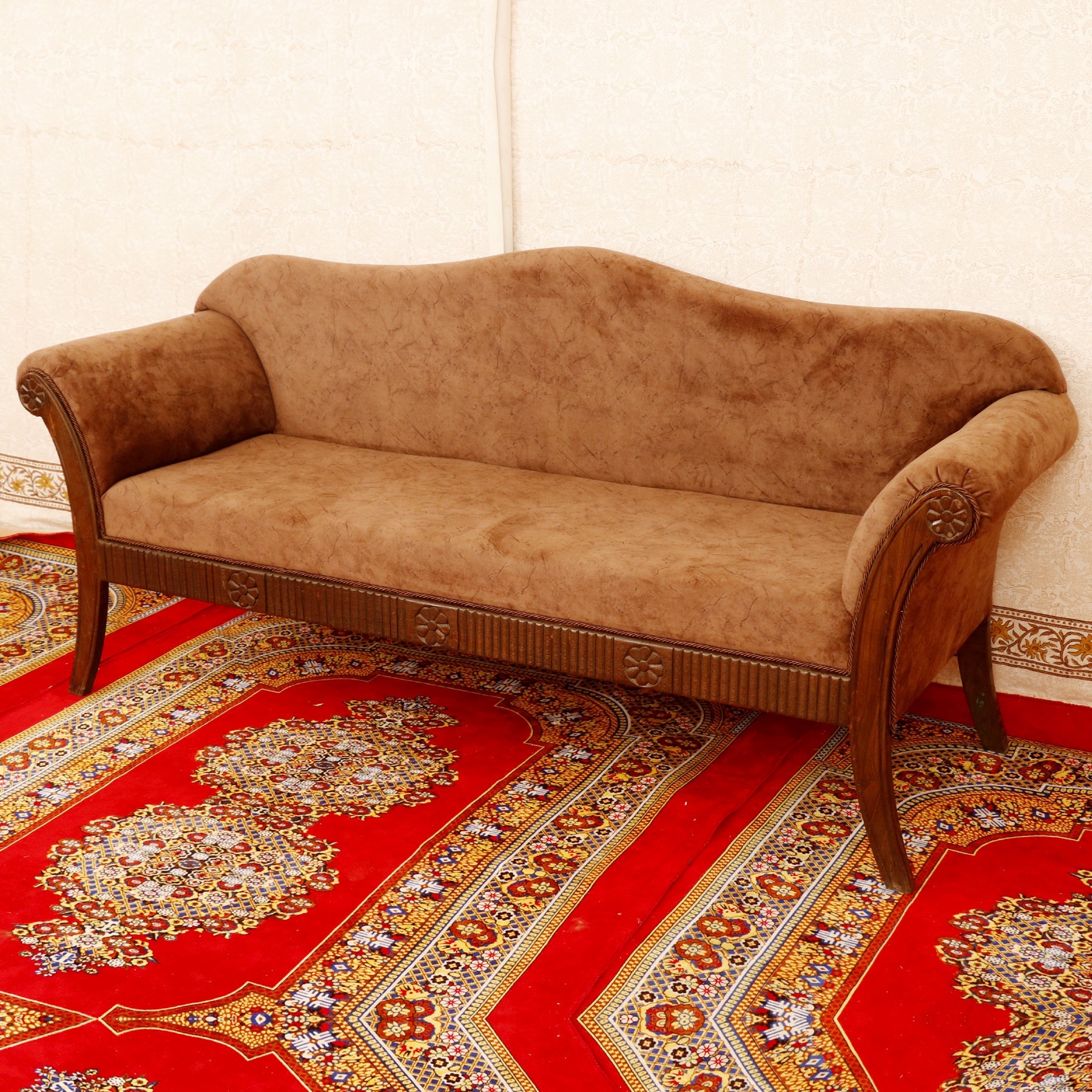 Softer Brown Solid wood structure upholstered 3 seater sofa Sofa