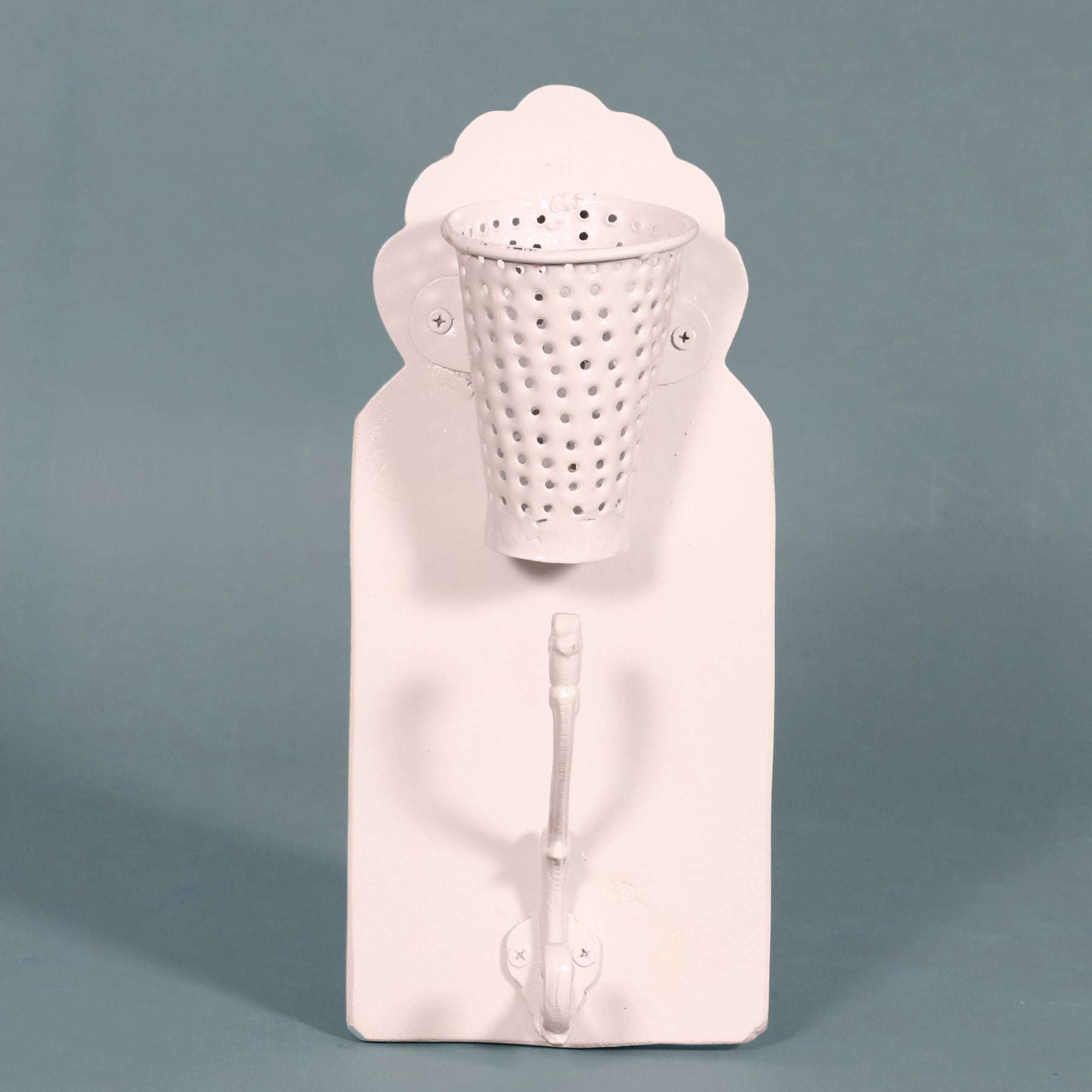 White Glass & Hook with Wooden Board Hook