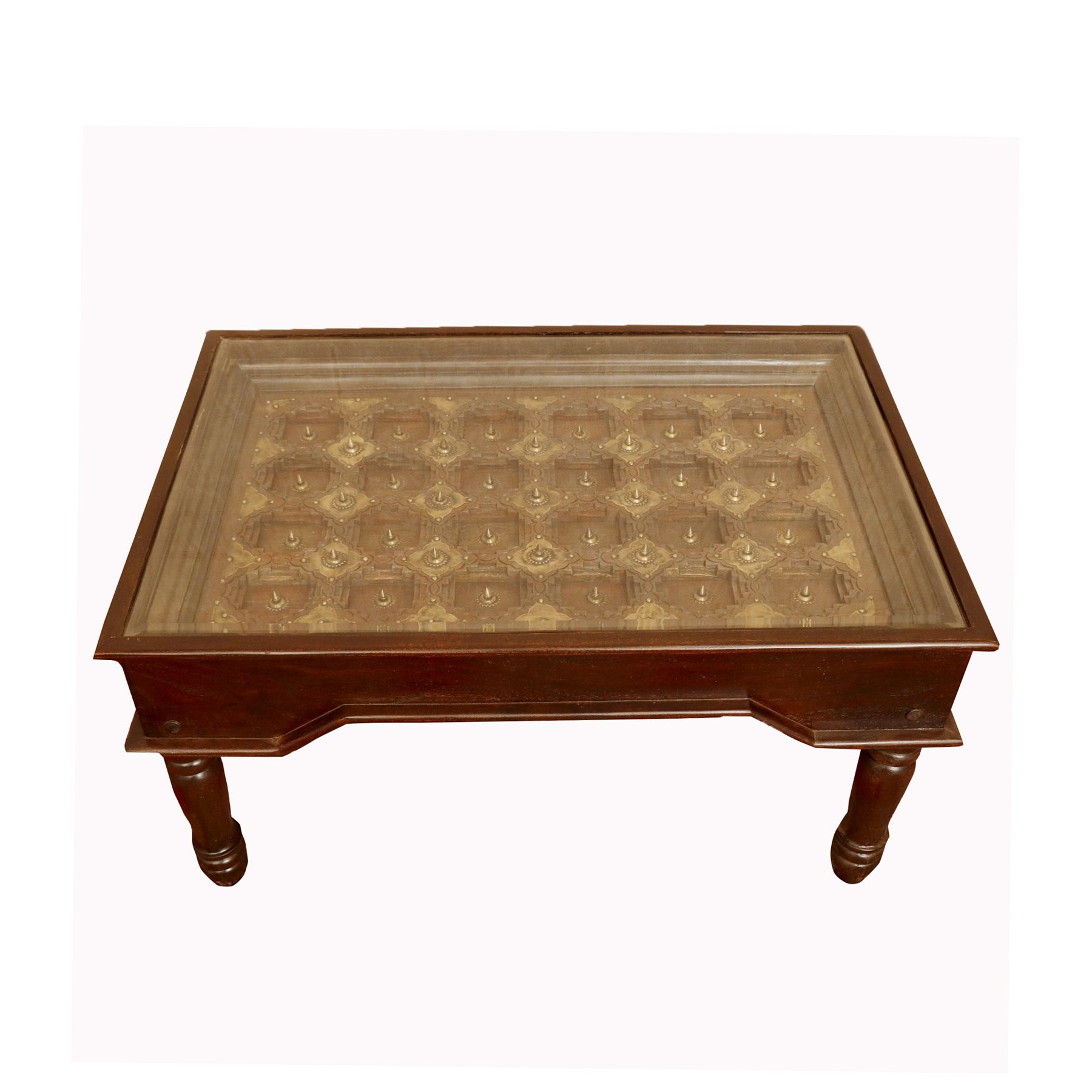 Brass Fitting Top Handmade Wooden Coffee Table Coffee Table