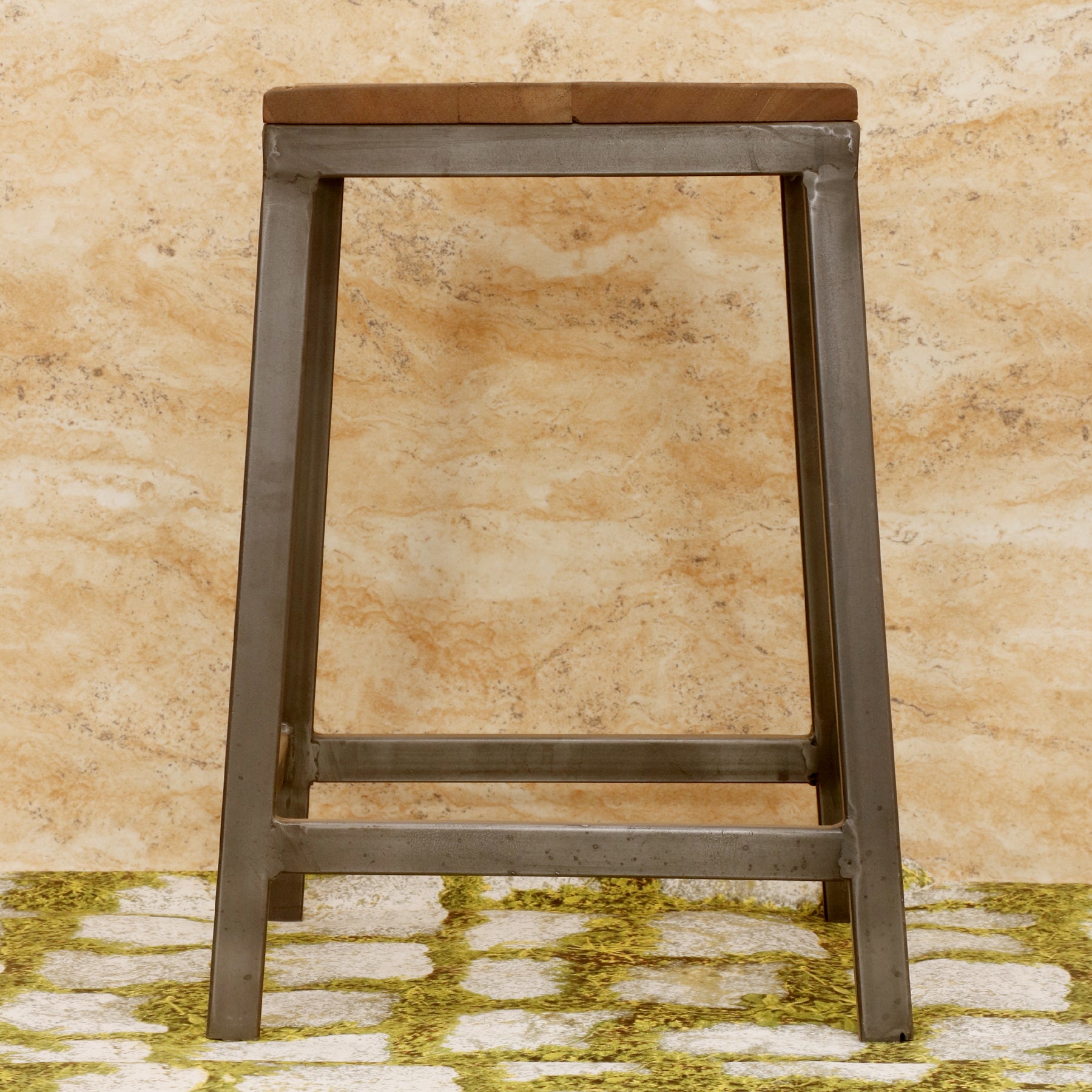 Wrought Iron and Wooden Stool Stool