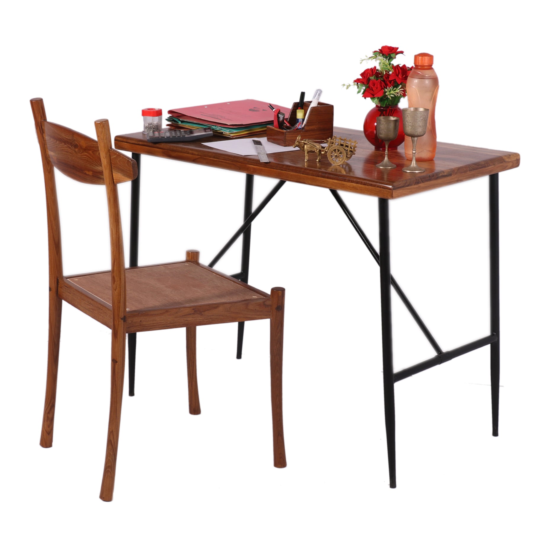 Metal and Teak Folding Dinning Table Table Dining Table