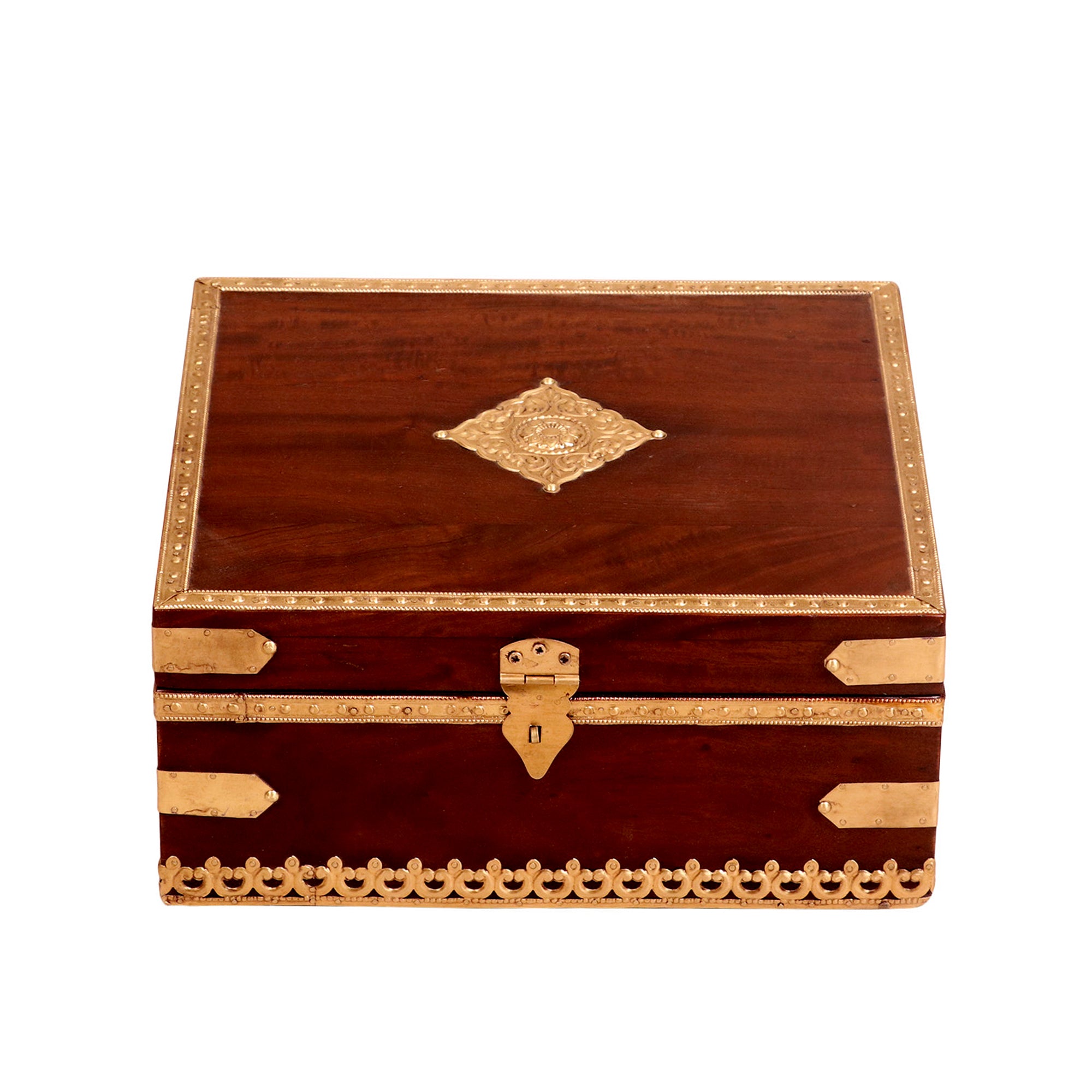 Brass fitted Solid wood box with velvet inside Wooden Box