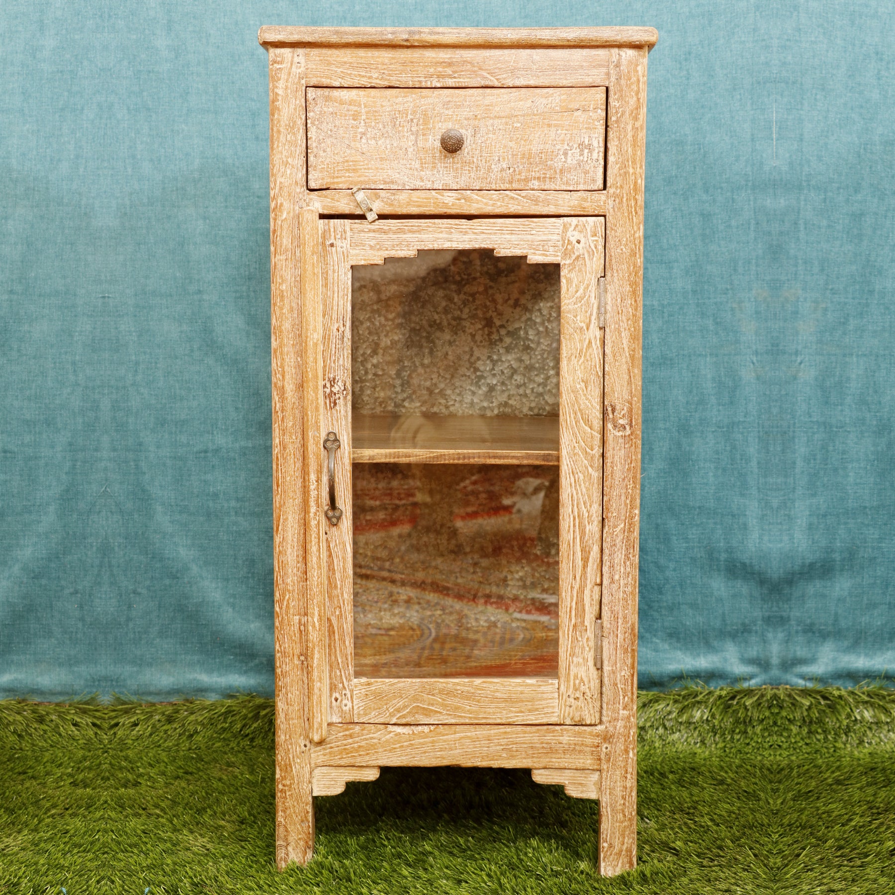 Vintage Handmade Distressed Single Door Drawer Bedside Bedside