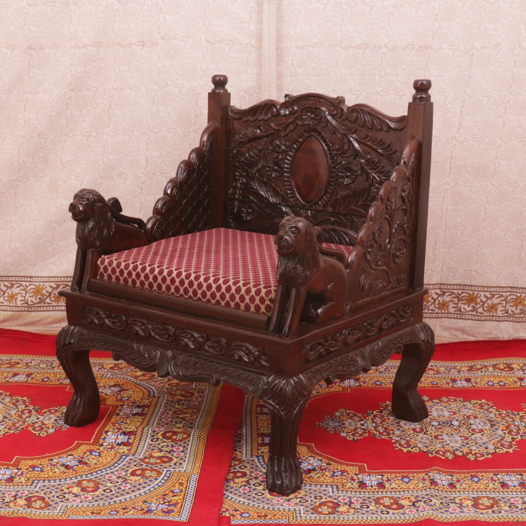 Black Finished Solid Wood Single Seater Sofa Sofa