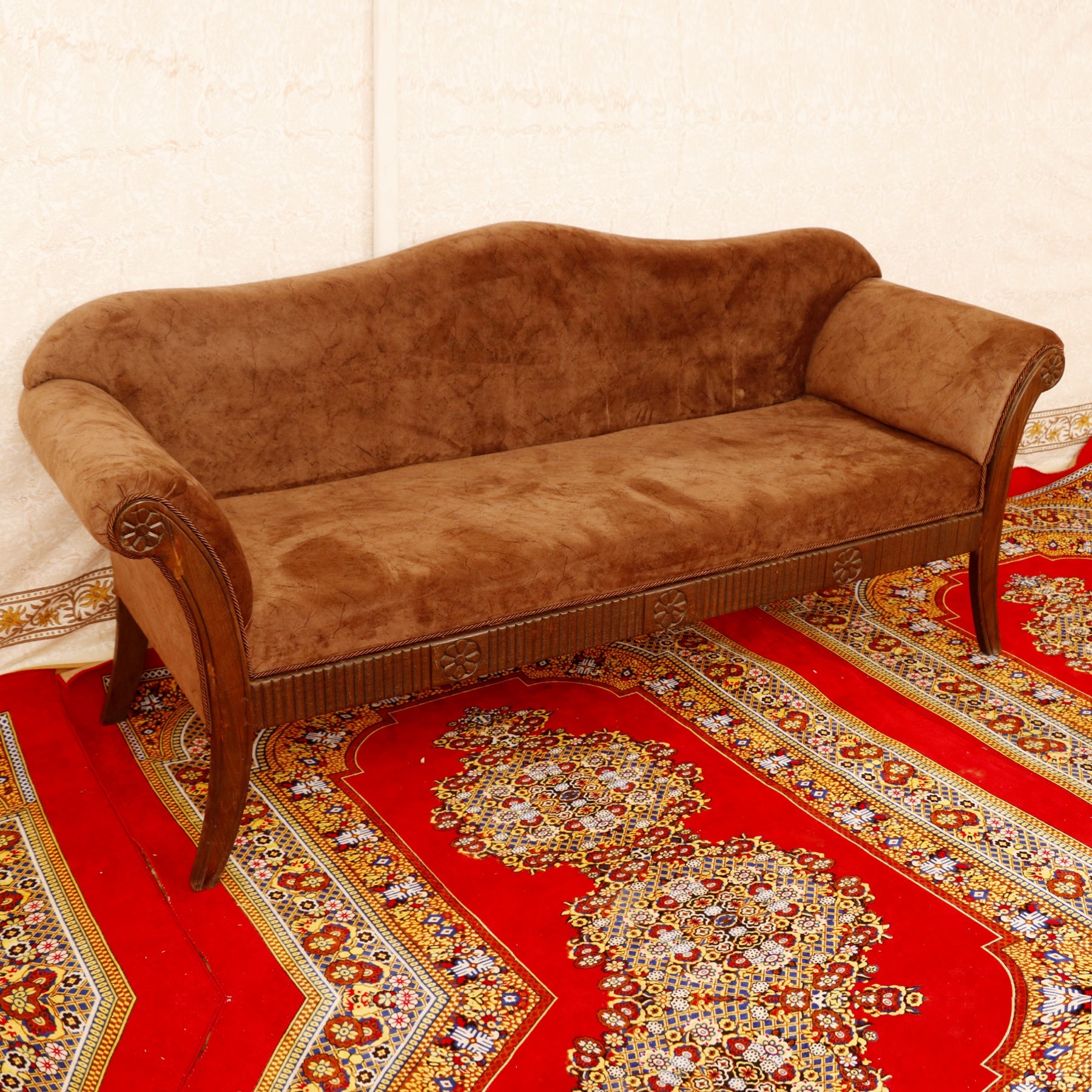 Softer Brown Solid wood structure upholstered 3 seater sofa Sofa