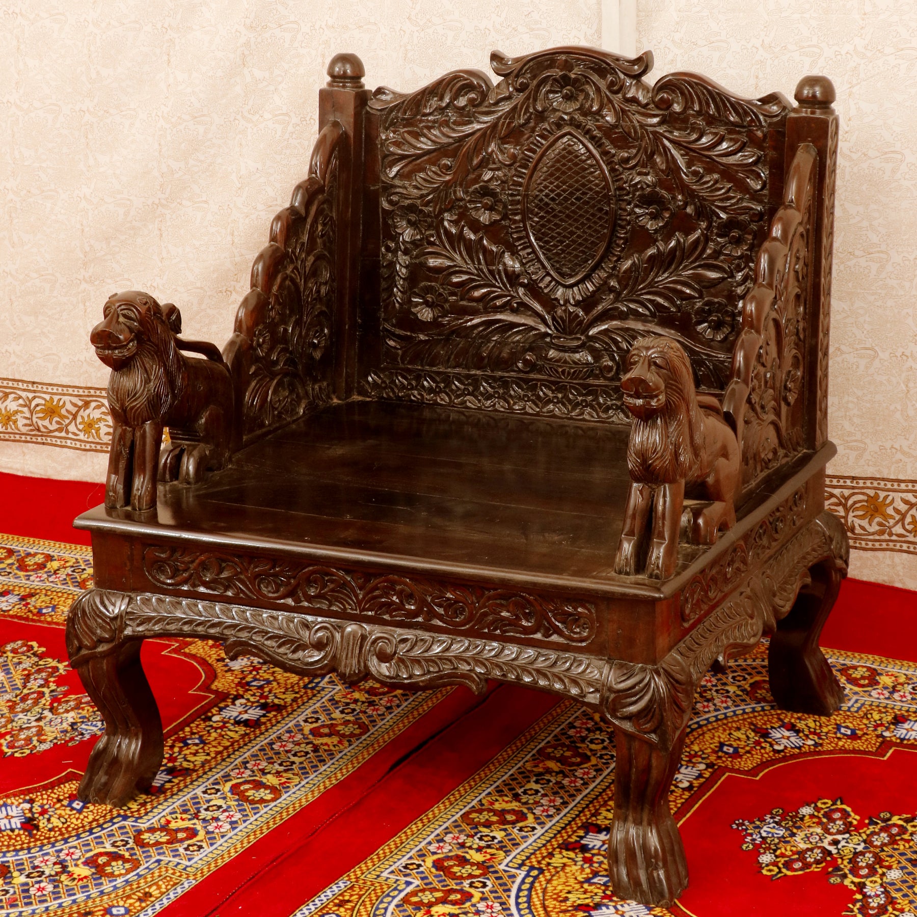 Black Finished Solid Wood Single Seater Sofa Sofa