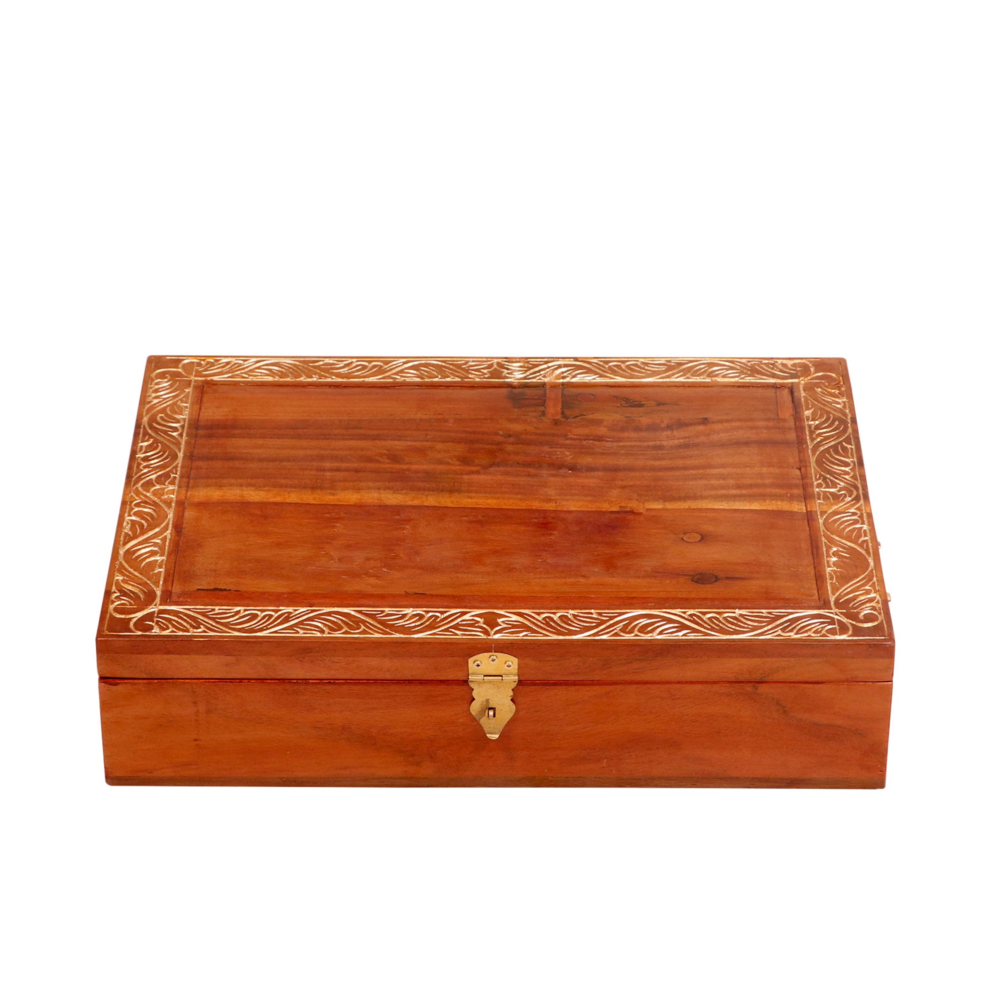 Solid wood carved petal golden boundary wooden Box Wooden Box