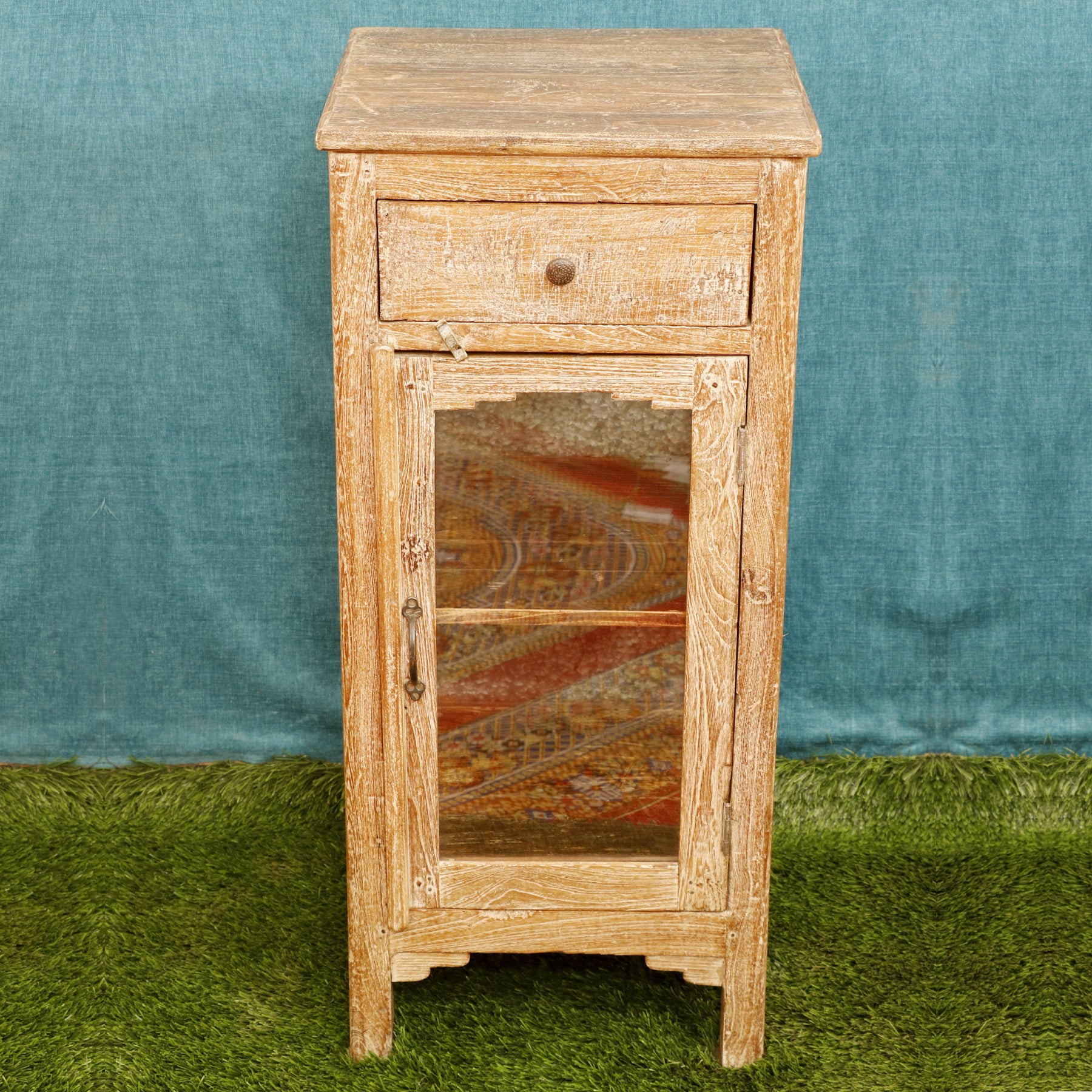 Vintage Handmade Distressed Single Door Drawer Bedside Bedside